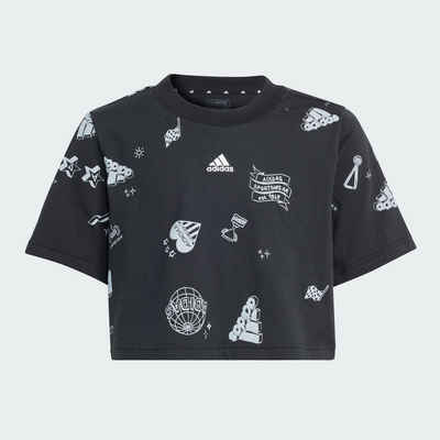 adidas Sportswear T-Shirt BRAND LOVE ALLOVER PRINT KIDS CROP-SHIRT