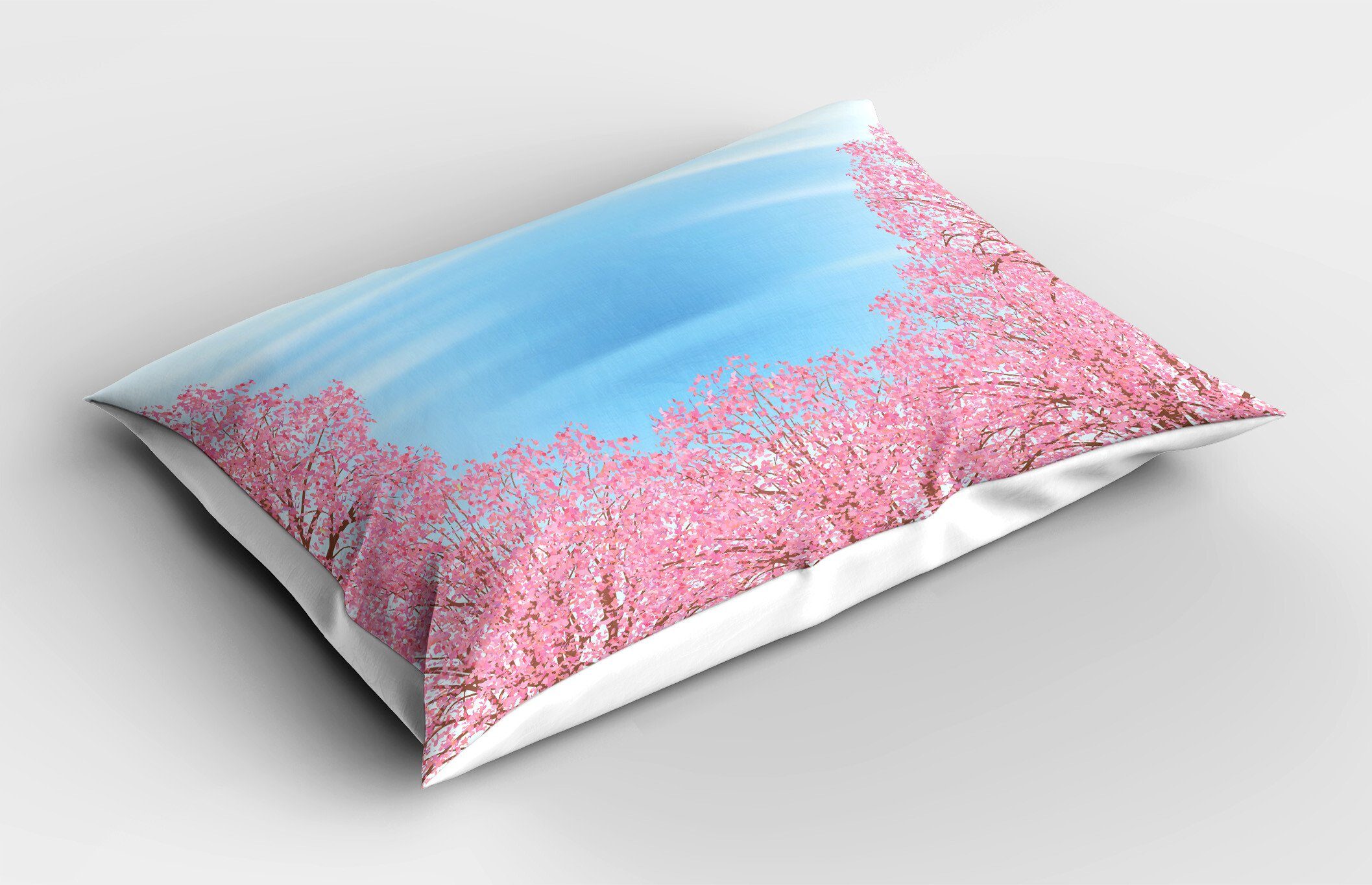 Kissenbezüge Dekorativer (1 Kissenbezug, King Und Size Gedruckter Pink Trees Blossom Blau Pinkish Standard Abakuhaus Stück)