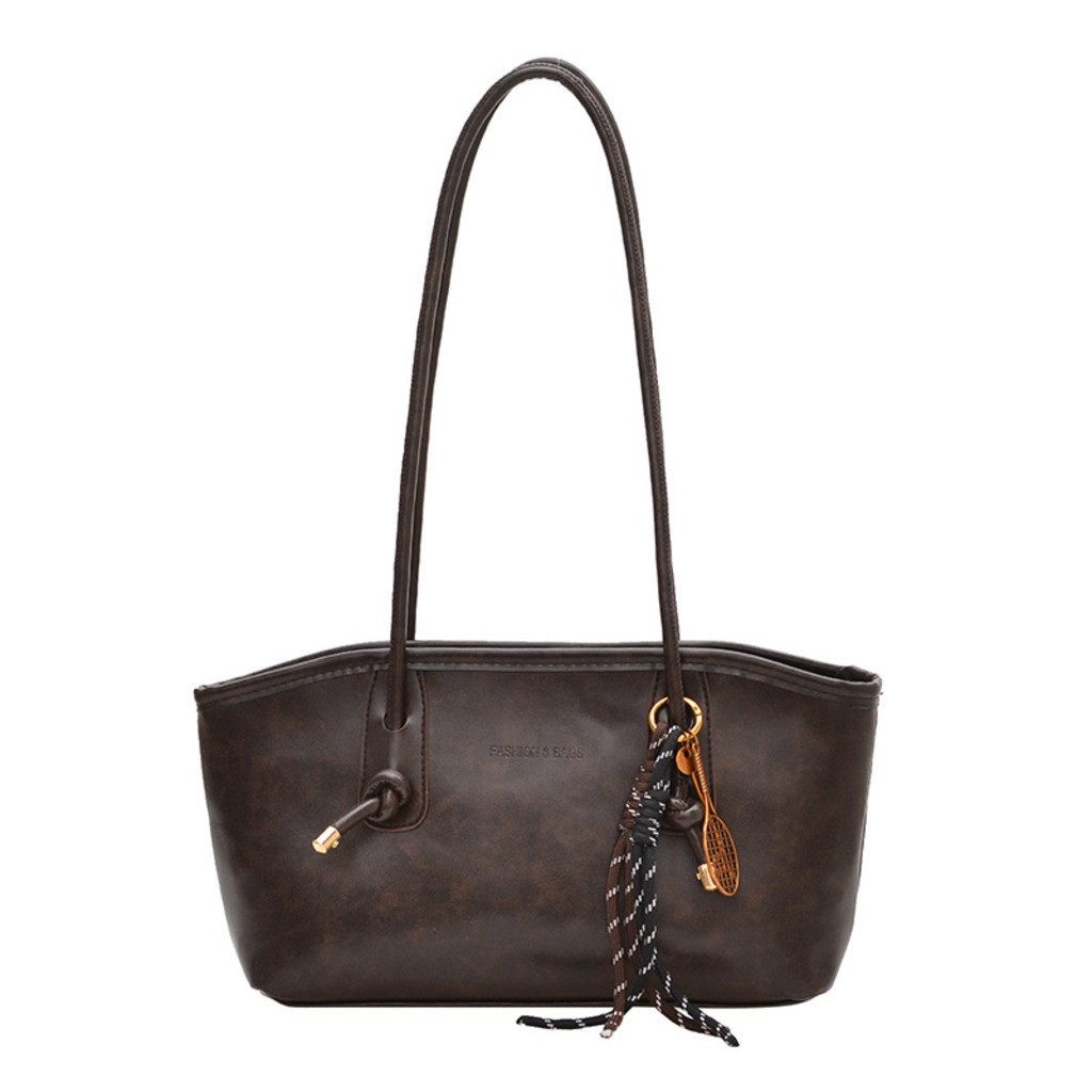 nsihing Schultertasche Schultertasche Damen, Vintage Hobo Bag aus PU-Leder, Tragetasche mit Anhänger für Alltag, Freizeit & Shopping
