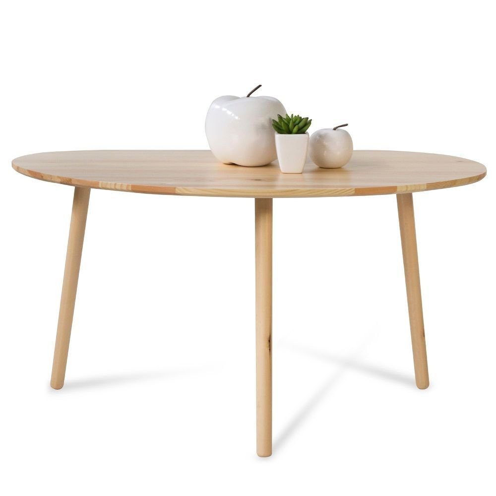 Homestyle4u Couchtisch Natur Holztisch Nierentisch Kiefer Beistelltisch Holz