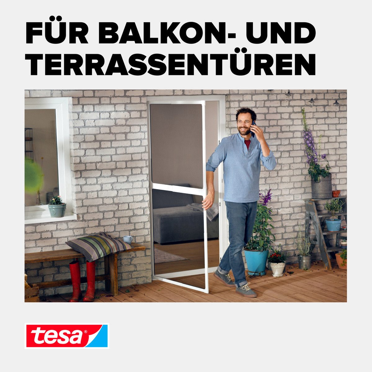 tesa Insektenschutz-Tür Insect Stop Falt Adapter für Fliegengitter - Adapter-Set, (Packung, 3-St., Adapter für FALT Fenster-türen), für Insektenschutz Balkontür / Terrassentür