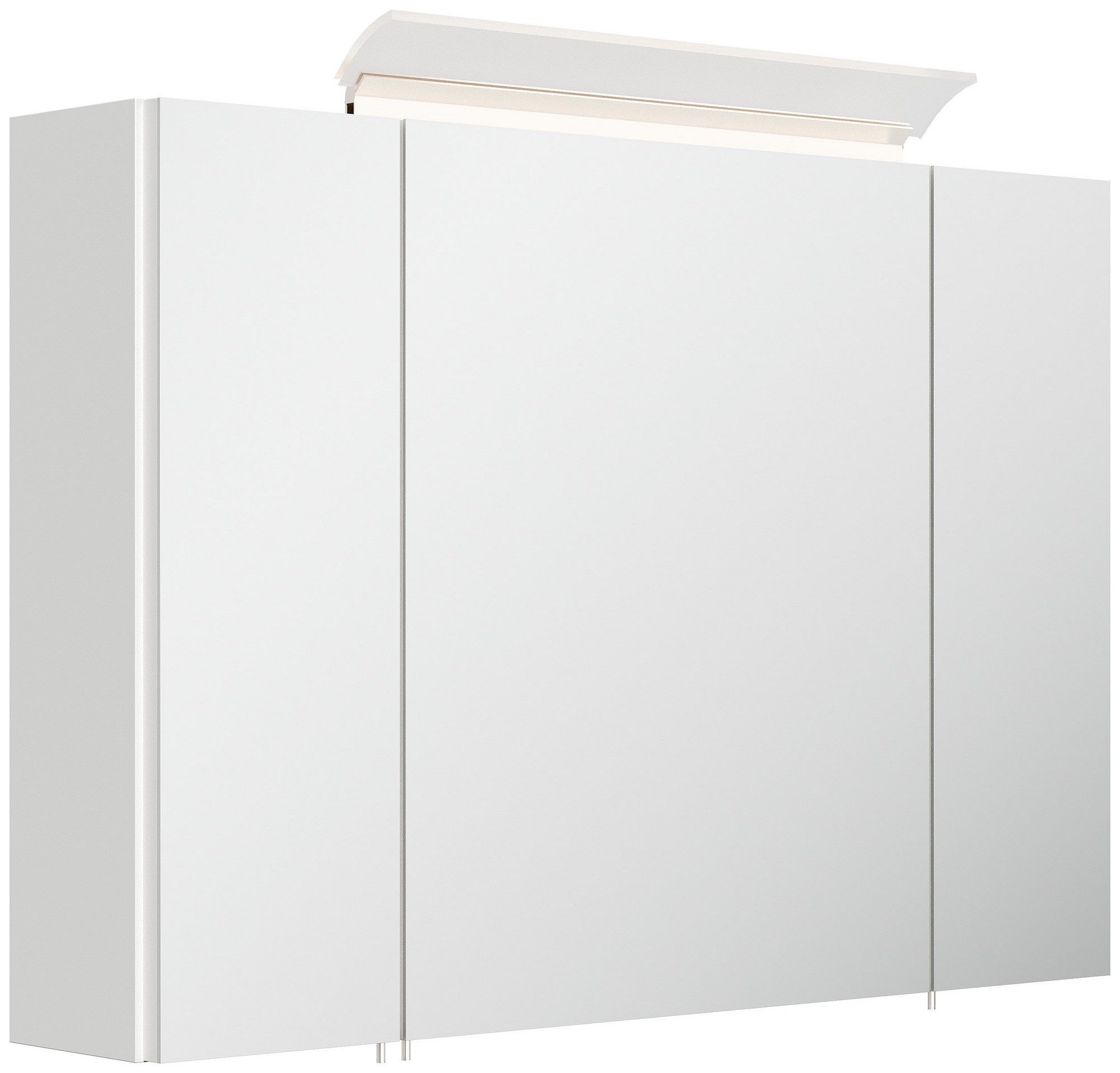 Posseik Spiegelschrank Badezimmer Spiegelschrank 3-türig LED-Lampe 90 cm Weiß Hochglanz