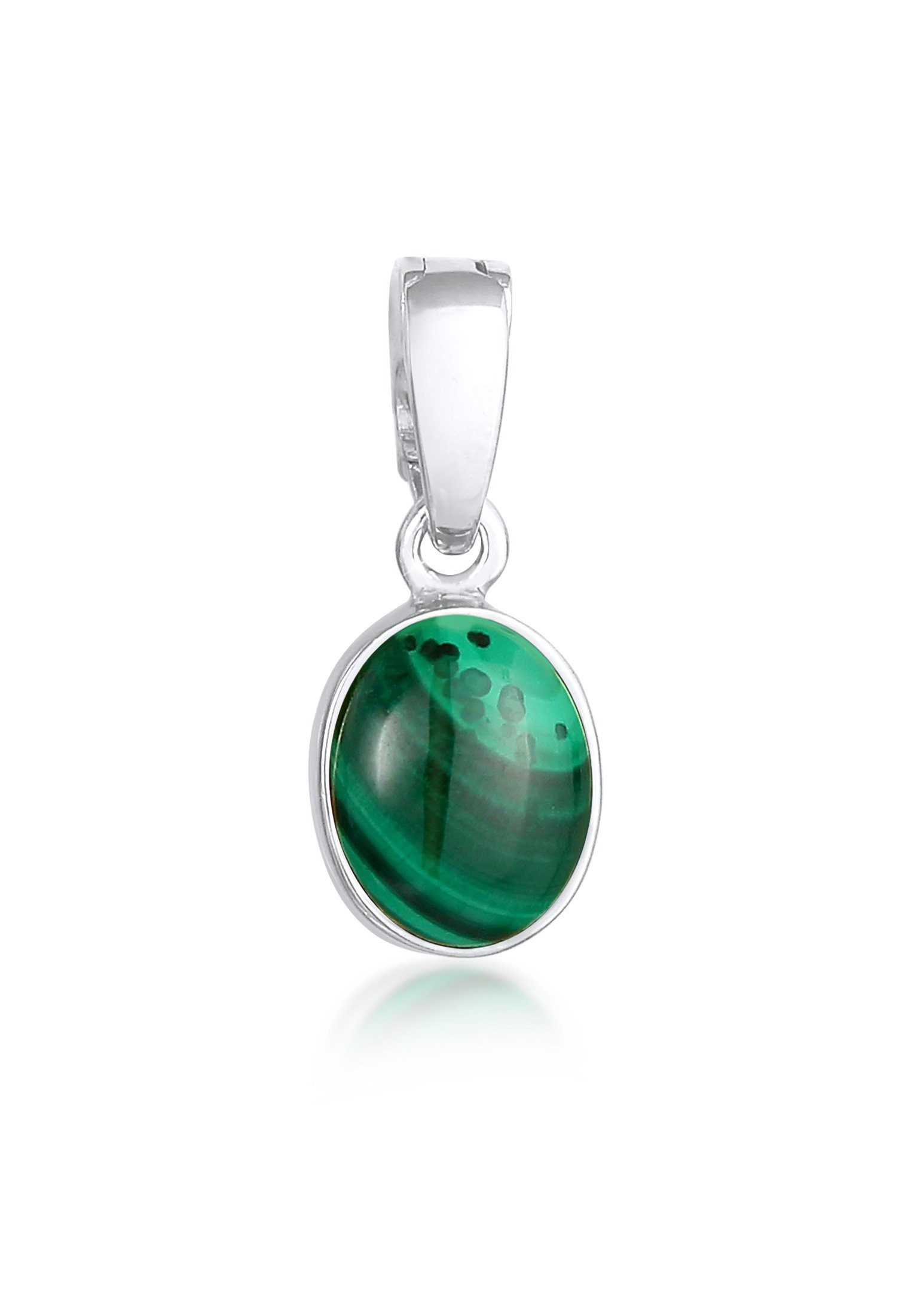 Nenalina Kettenanhänger Edelstein Malachit Cabochon Oval 925 Silber