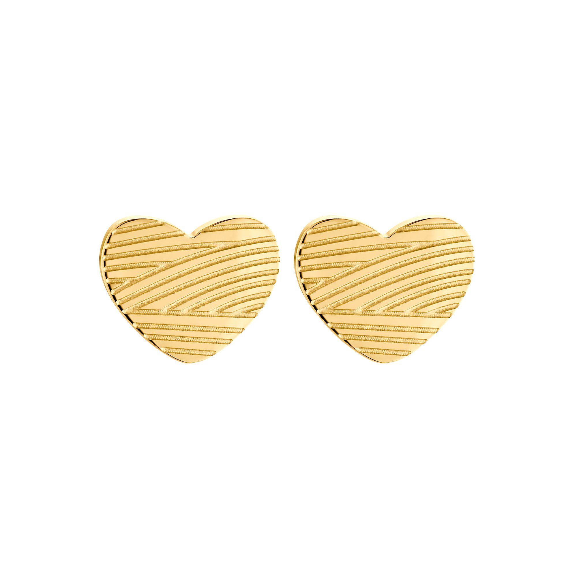 Heideman Paar Ohrstecker Lea silberfarben poliert (Ohrringe, inkl. Geschenkverpackung), Herzförmig goldfarben