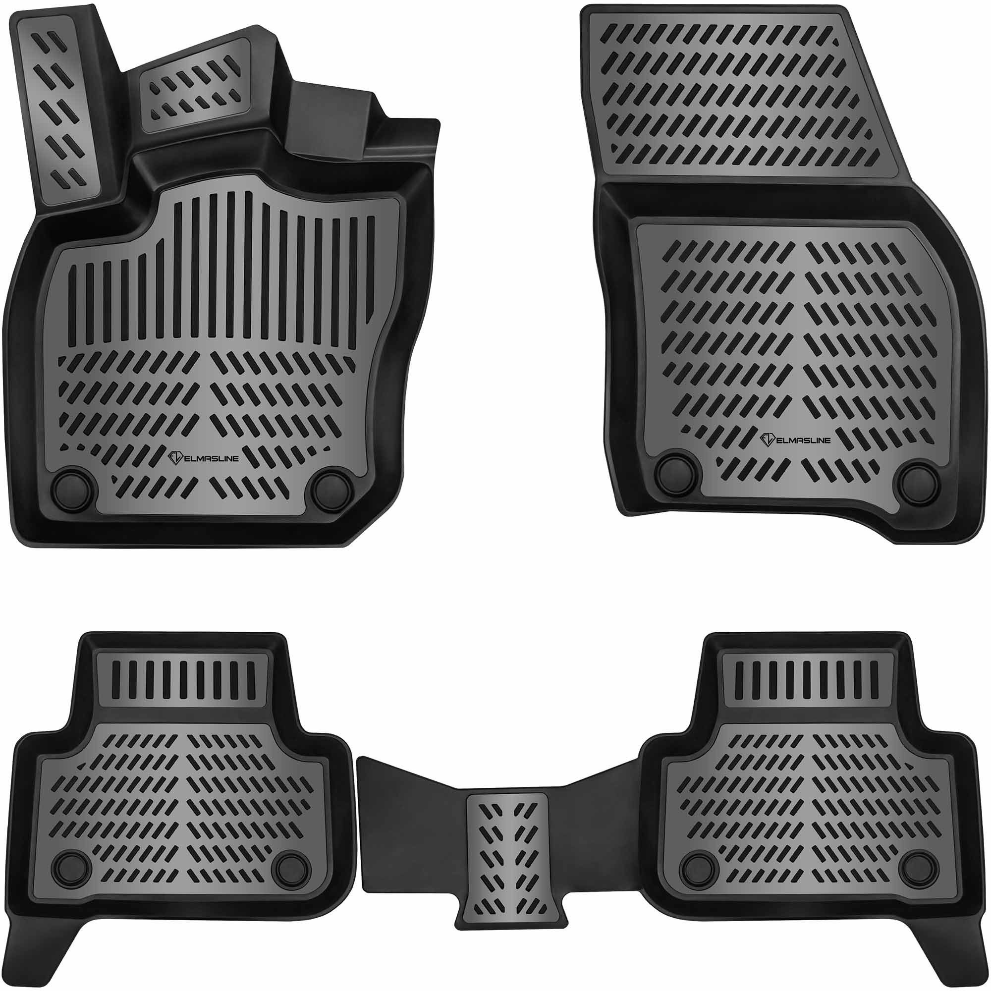 ELMASLINE Auto-Fußmatten für VW TIGUAN 2024-2026 [III] - 3D Gummimatten - Geruchlos, für VW Tiguan - Extra hoher Rand für mehr Schutz