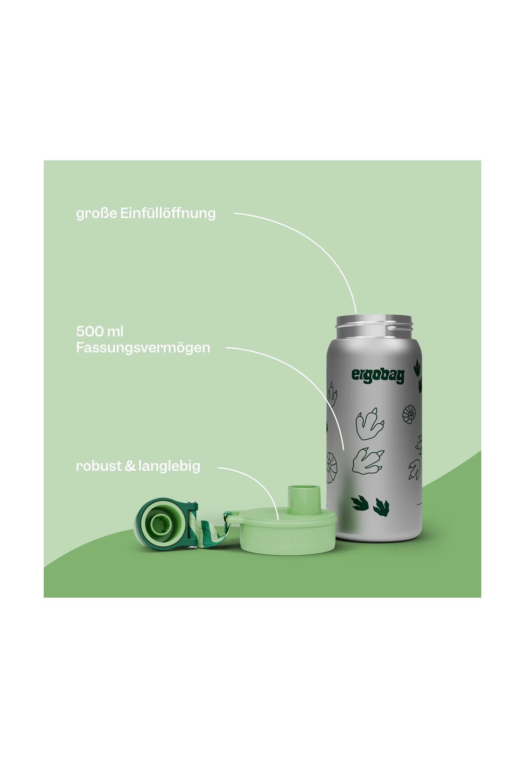 ergobag Trinkflasche Edelstahl Trinkflasche ., auslaufsicher und kohlensäuregeeignet