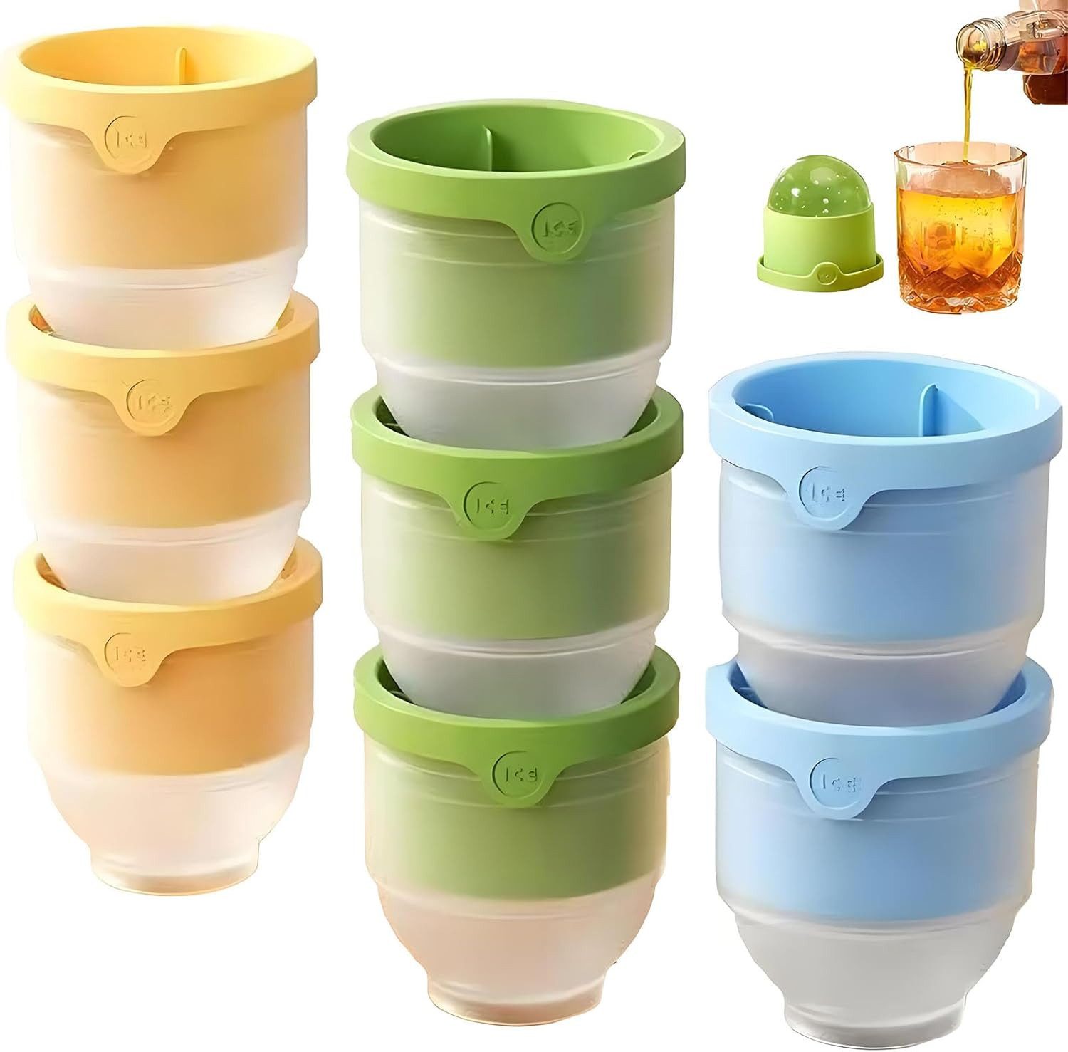 FELIXLEO Eiswürfelform Eiswürfelform 8er Set mit Deckel, BPA-frei, für Kugel., (1-tlg)