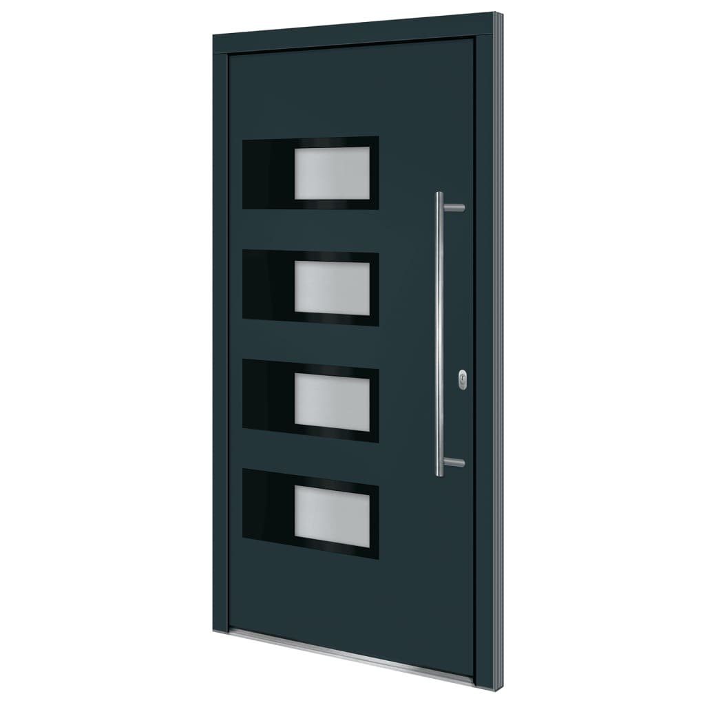 vidaXL Haustür 100 x 200 cm Haustür Anthrazit 100x200 cm Kunststoff mit Milchglas und
