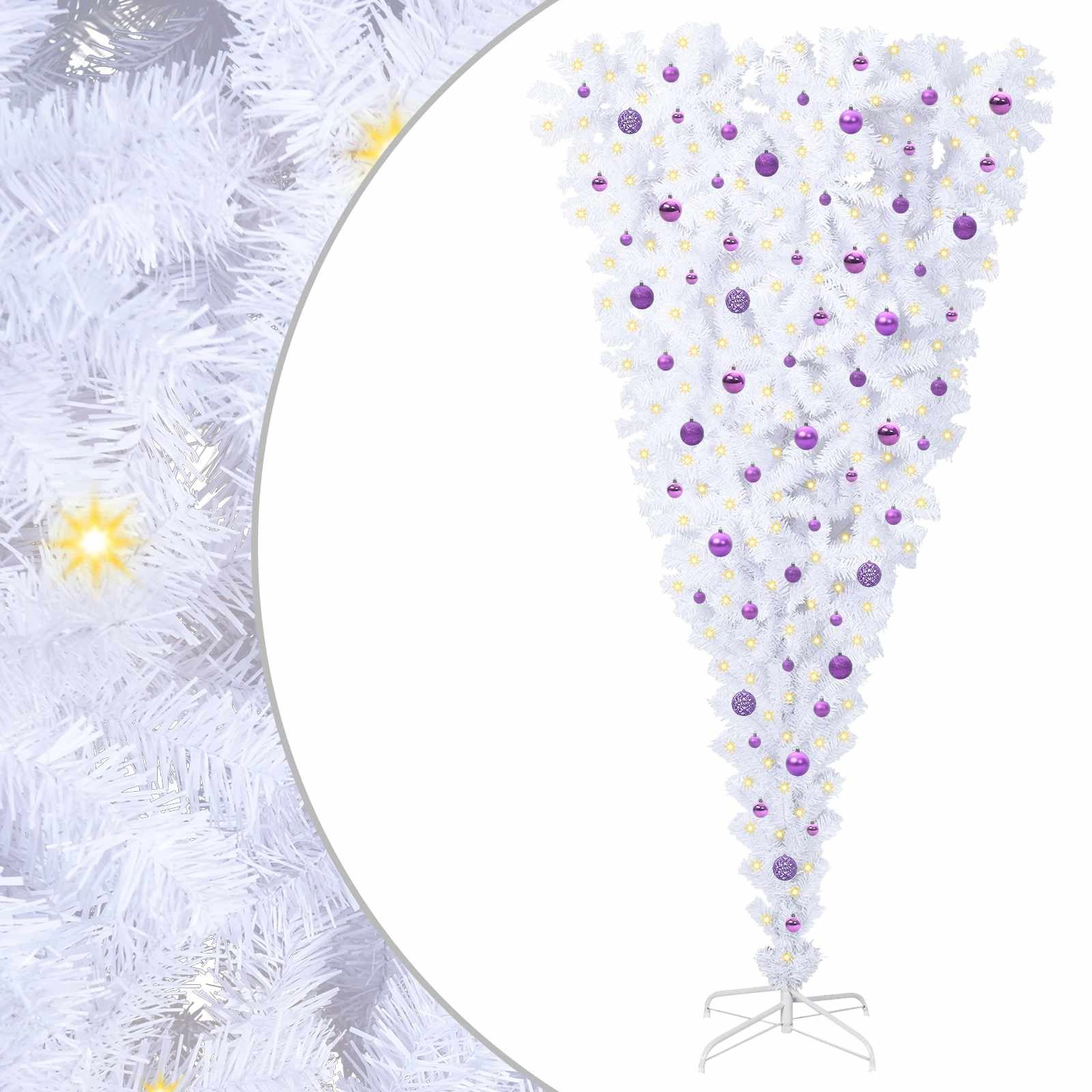 vidaXL Künstlicher Weihnachtsbaum Künstlicher Weihnachtsbaum Weiß 240 cm PVC und Stahl
