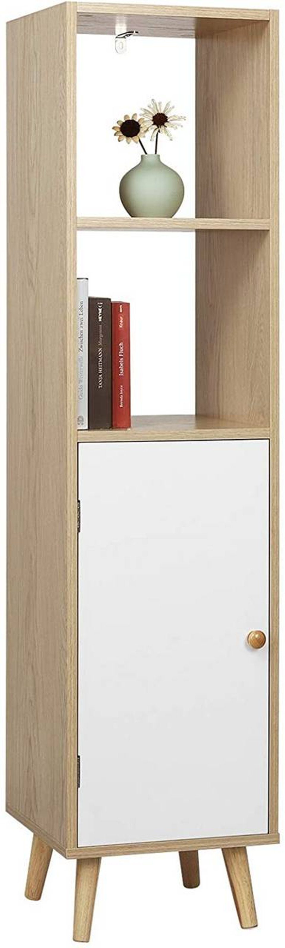 Woltu Bücherregal, 1-tlg., Raumteiler, Büroregal MDF Holzbeine, mit mit Tür