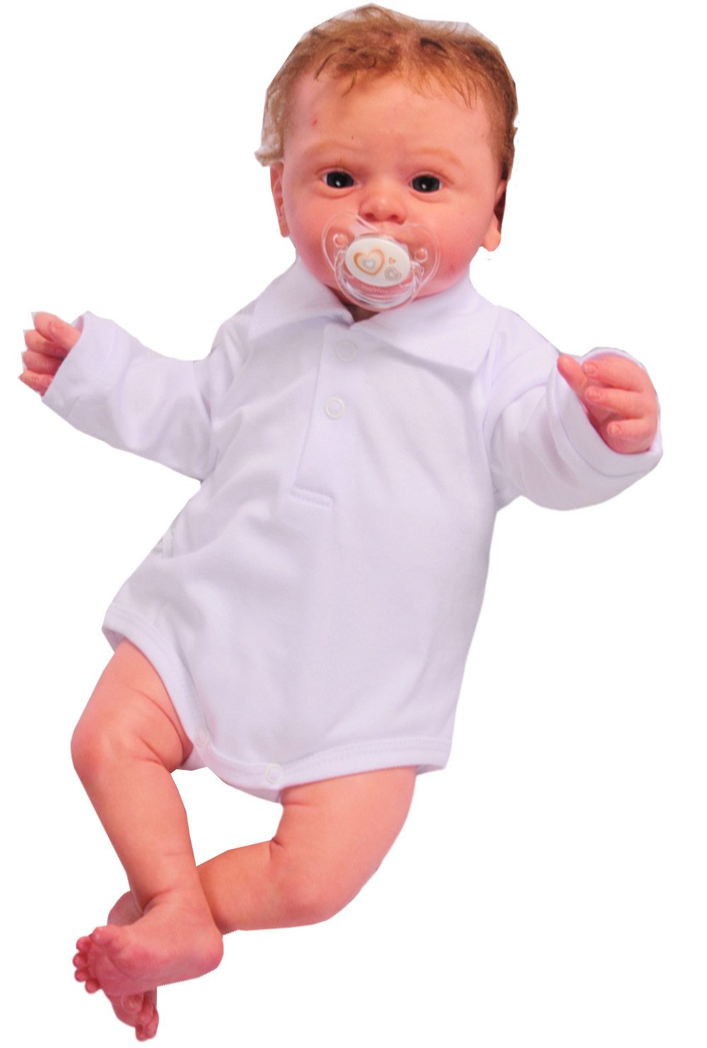 La Bortini Body Baby Body Polobody Langarmbody mit Polokragen in Weiß