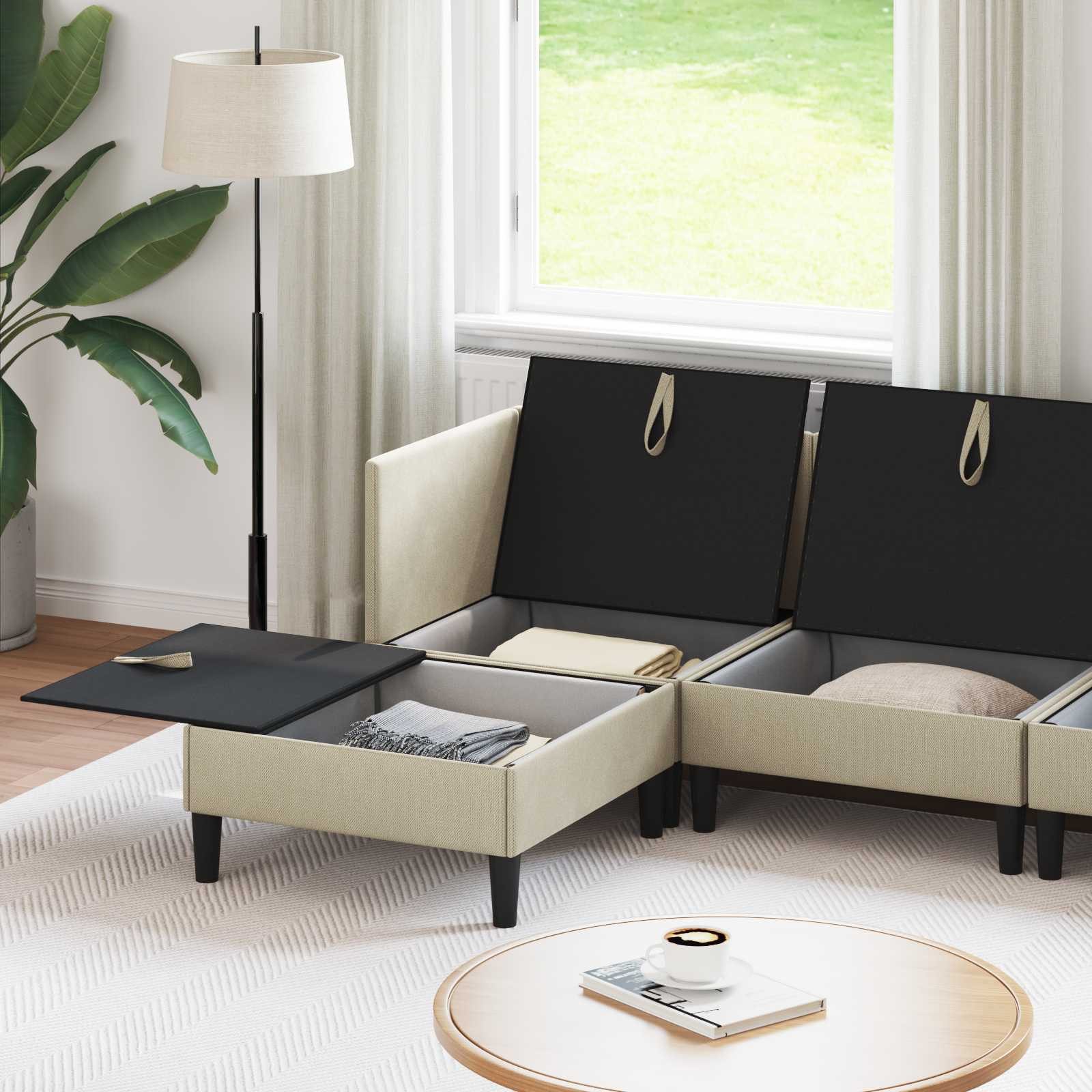 vidaXL Sofa Wohnzimmergarnitur 5 Stk. Sand Stoff, 5 Teile