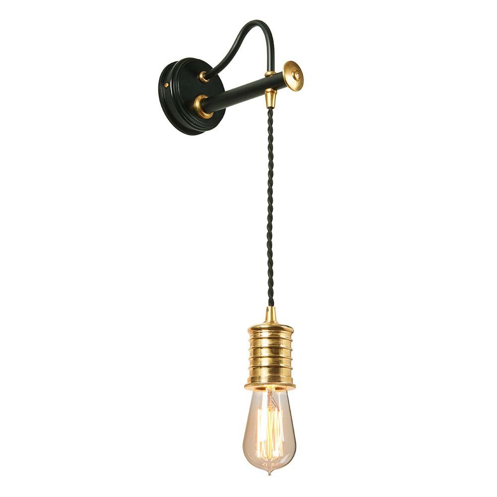 Elstead LIGHTING Wandleuchte, Leuchtmittel nicht inklusive, Wandlampe Leuchte Pendellampe Höhenverstellbar Schwarz Messing H 122,4