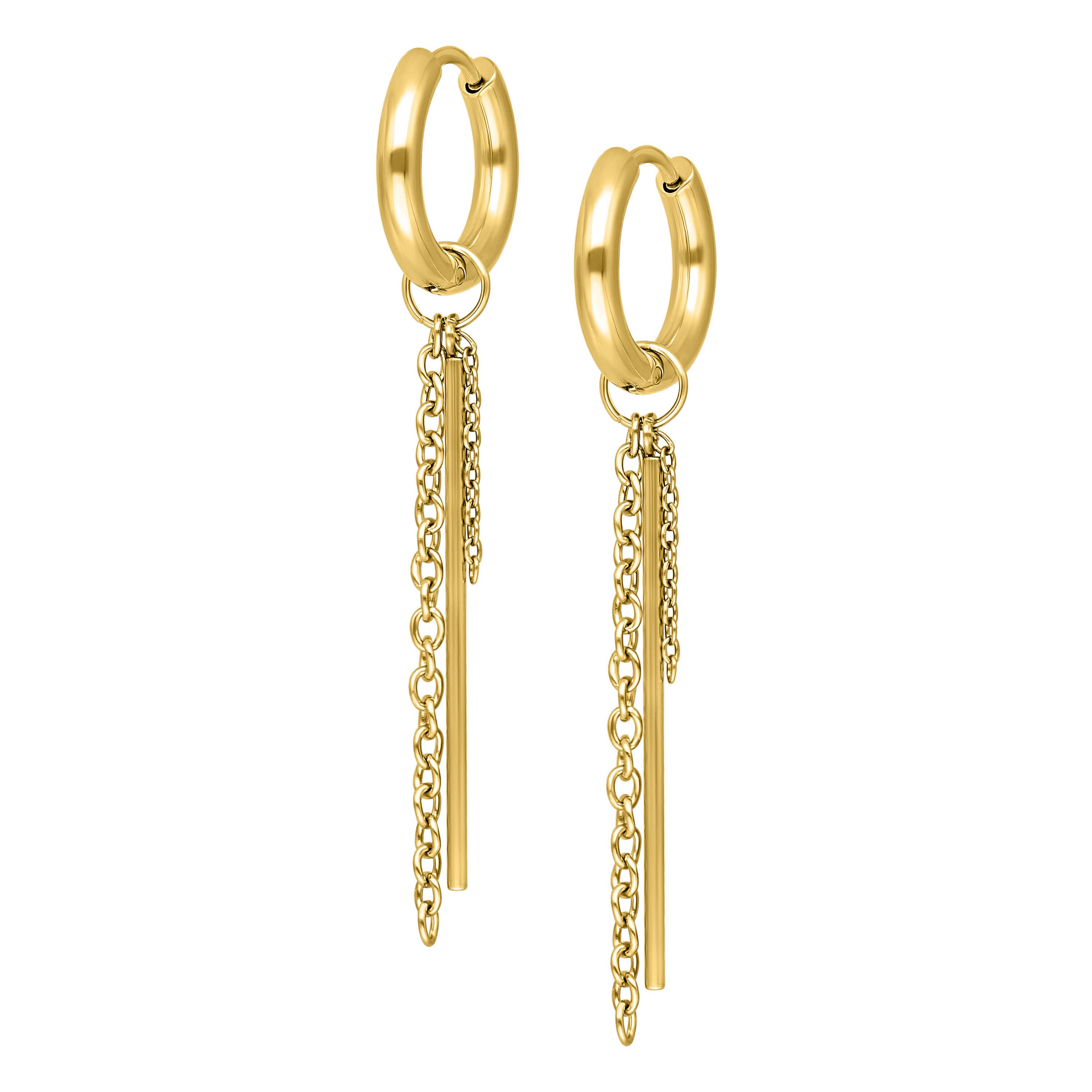 Wildcat Paar Ohrhänger Little Bar Chain Hoops, wasserfest, langlebig, hautverträglich