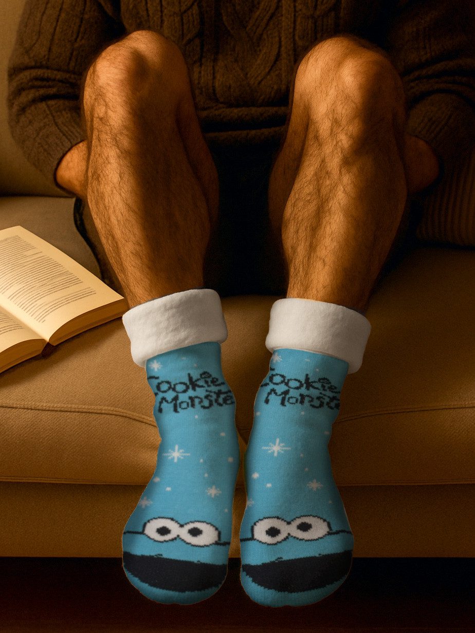 United Labels® Socken Sesamstraße Krümelmonster Hüttensocken Haussocken Kuschelsocken