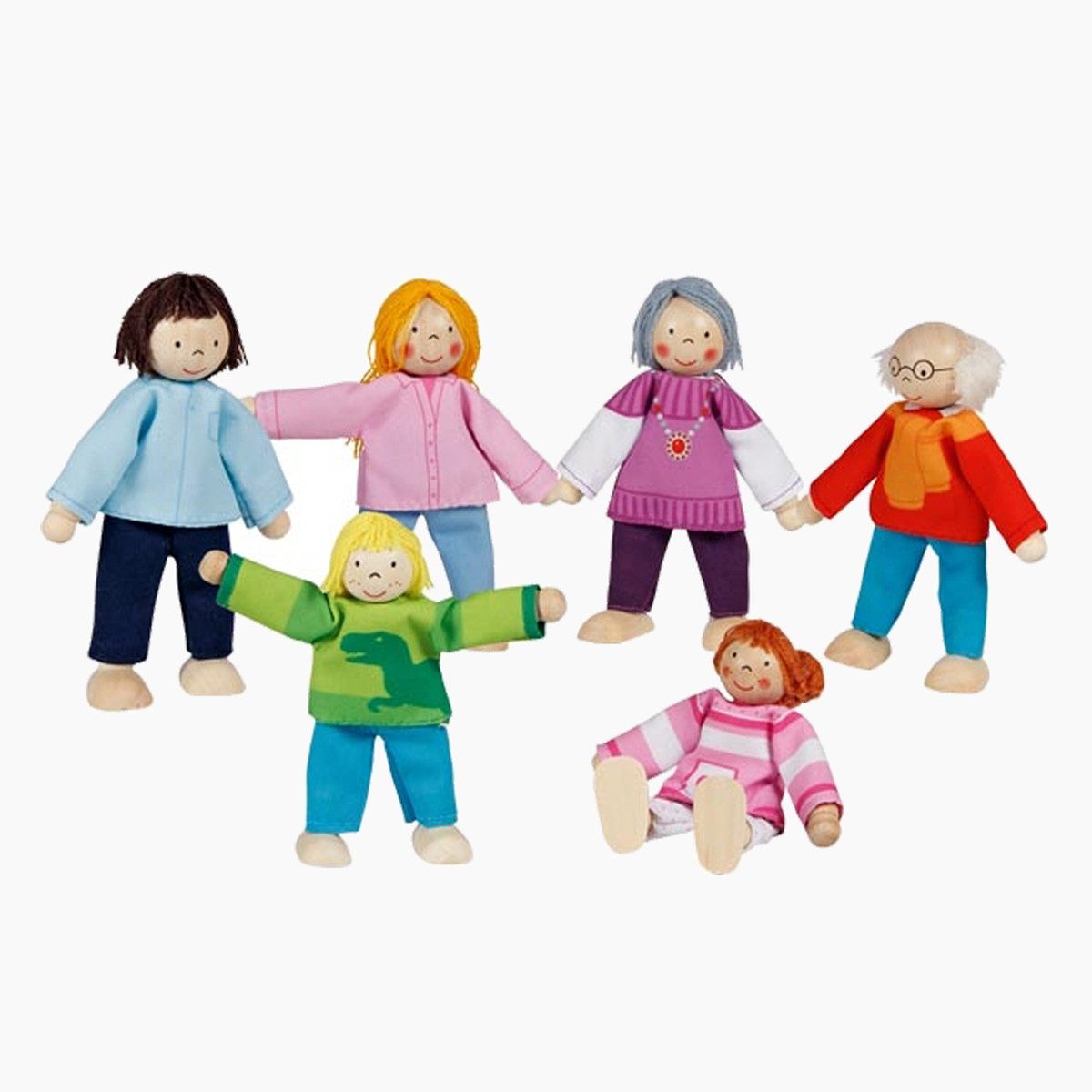 goki Biegepuppe Biegepuppen Moderne Familie 6 Teilig (Packung, 6-tlg., spar set), Bewegliche Arme und Beine