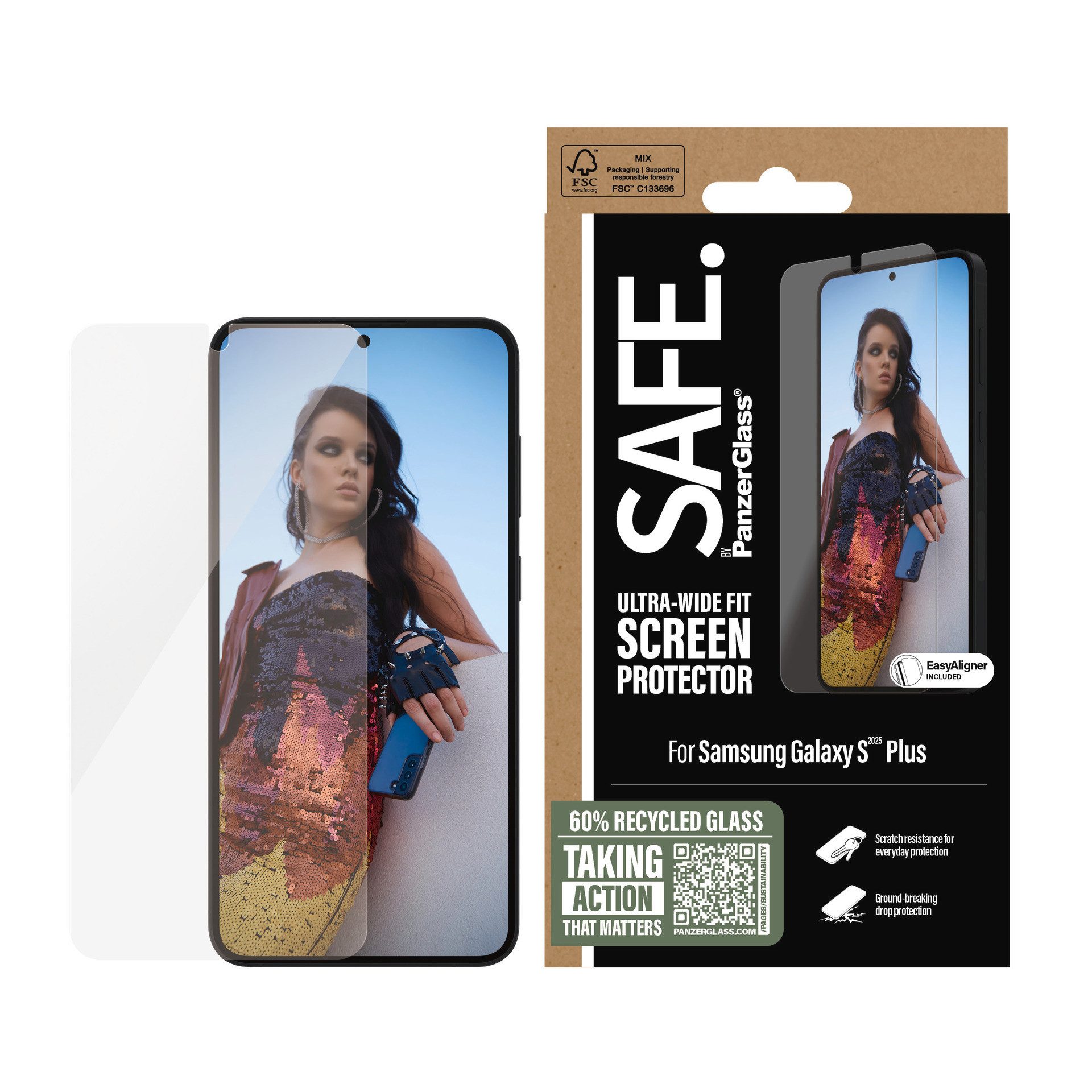 SAFE by PanzerGlass Displayschutzglas Ultra-Wide Fit Screen Protection für Samsung Galaxy S25+, Displayschutzfolie, Schutzfolie, Bildschirmschutz, kratz- & stoßfest