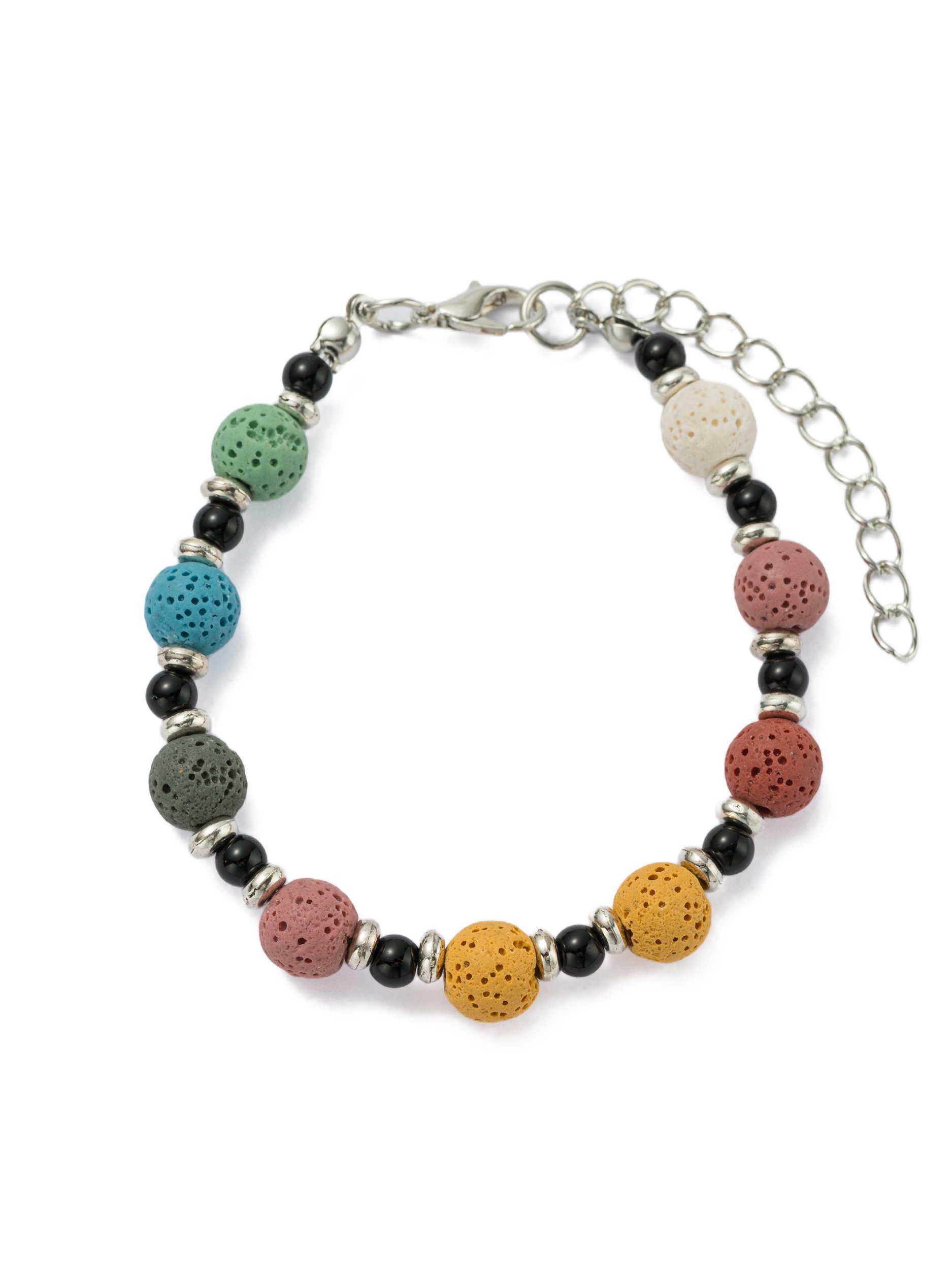 Firetti Armband Schmuck Geschenk Kupfer Armschmuck Armkette Edelstein, Made in Germany - mit Lavastein, Onyx
