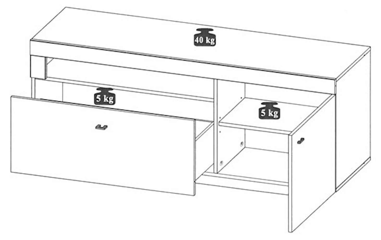 Feldmann-Wohnen Wohnzimmer-Set 3-teiliges Milano, Wohnwand