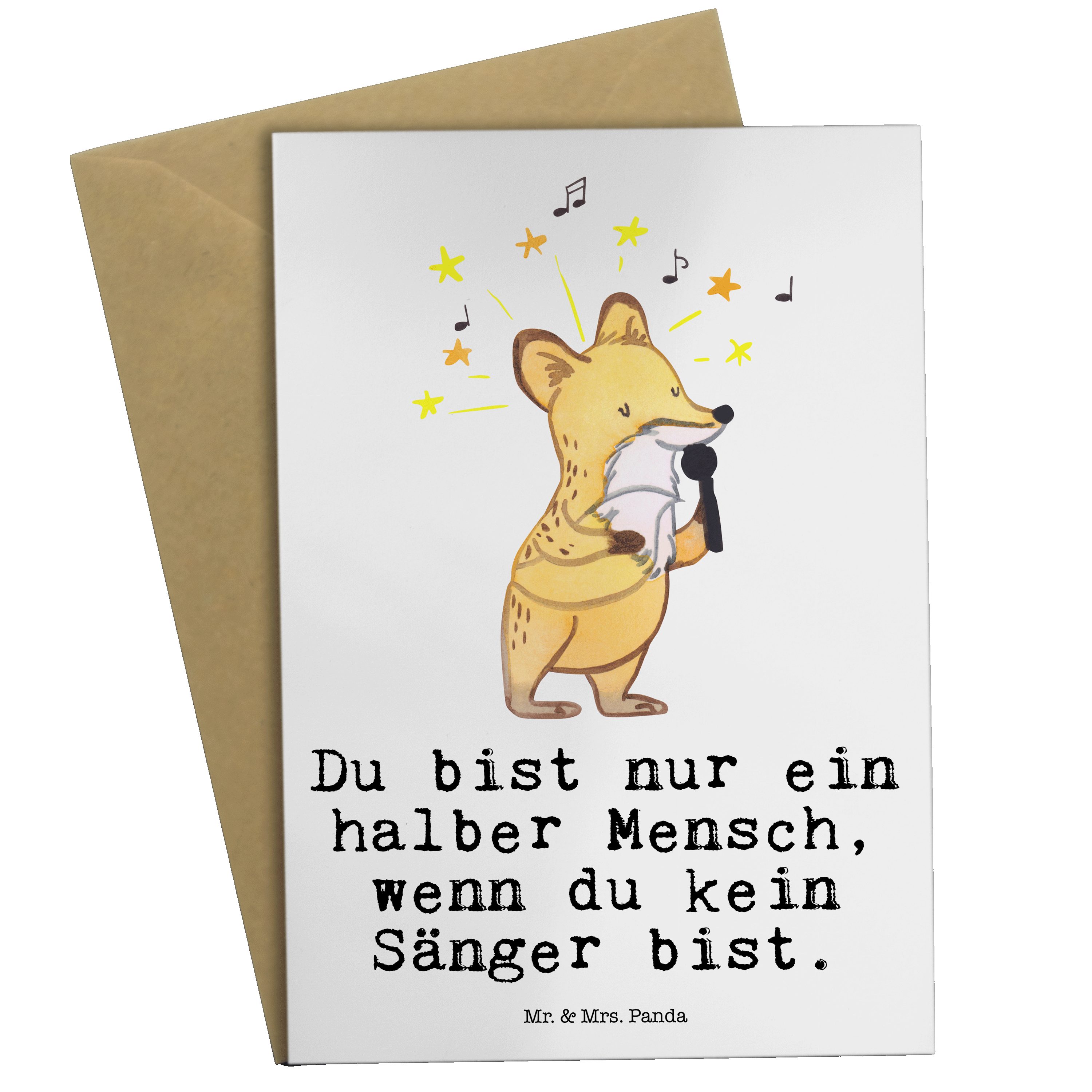 Mr. & Mrs. Panda Grußkarte Sänger mit Herz - Weiß - Geschenk, Rente, Kollegin, Einladungskarte