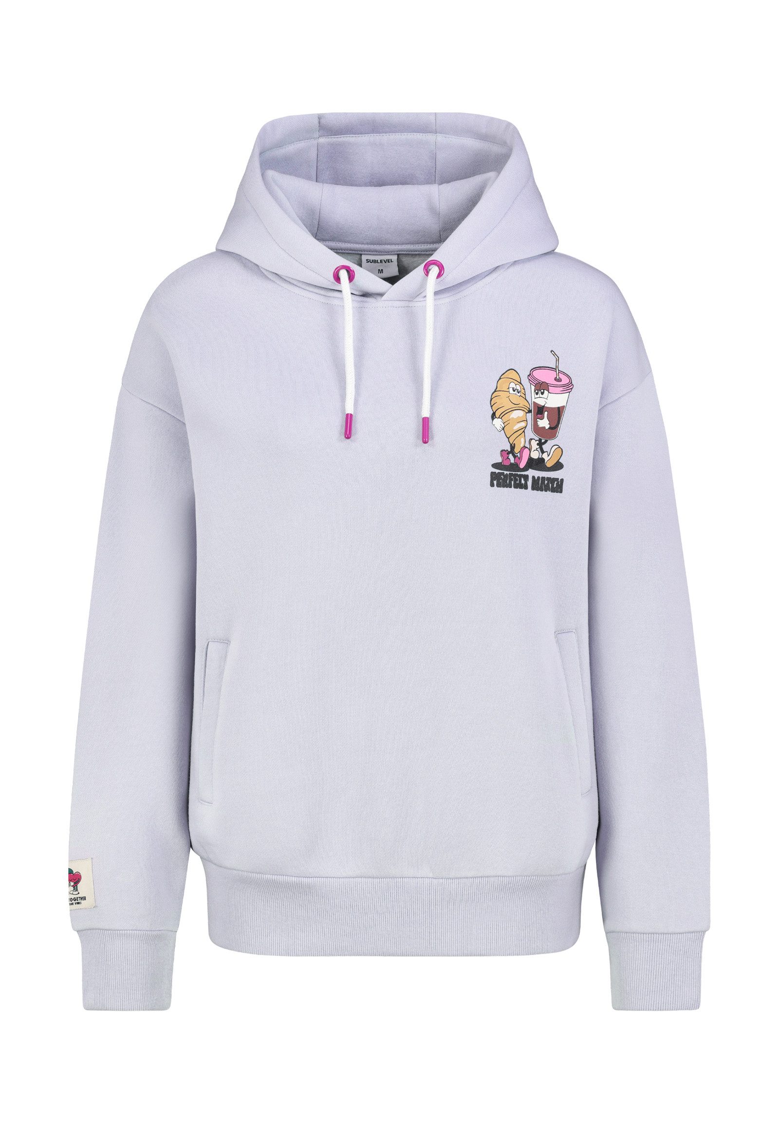 SUBLEVEL Kapuzenpullover Damen Hoodie mit Süßen Backprints Sweater, Kapuzensweatshirt mit seitl. Eingrifftaschen