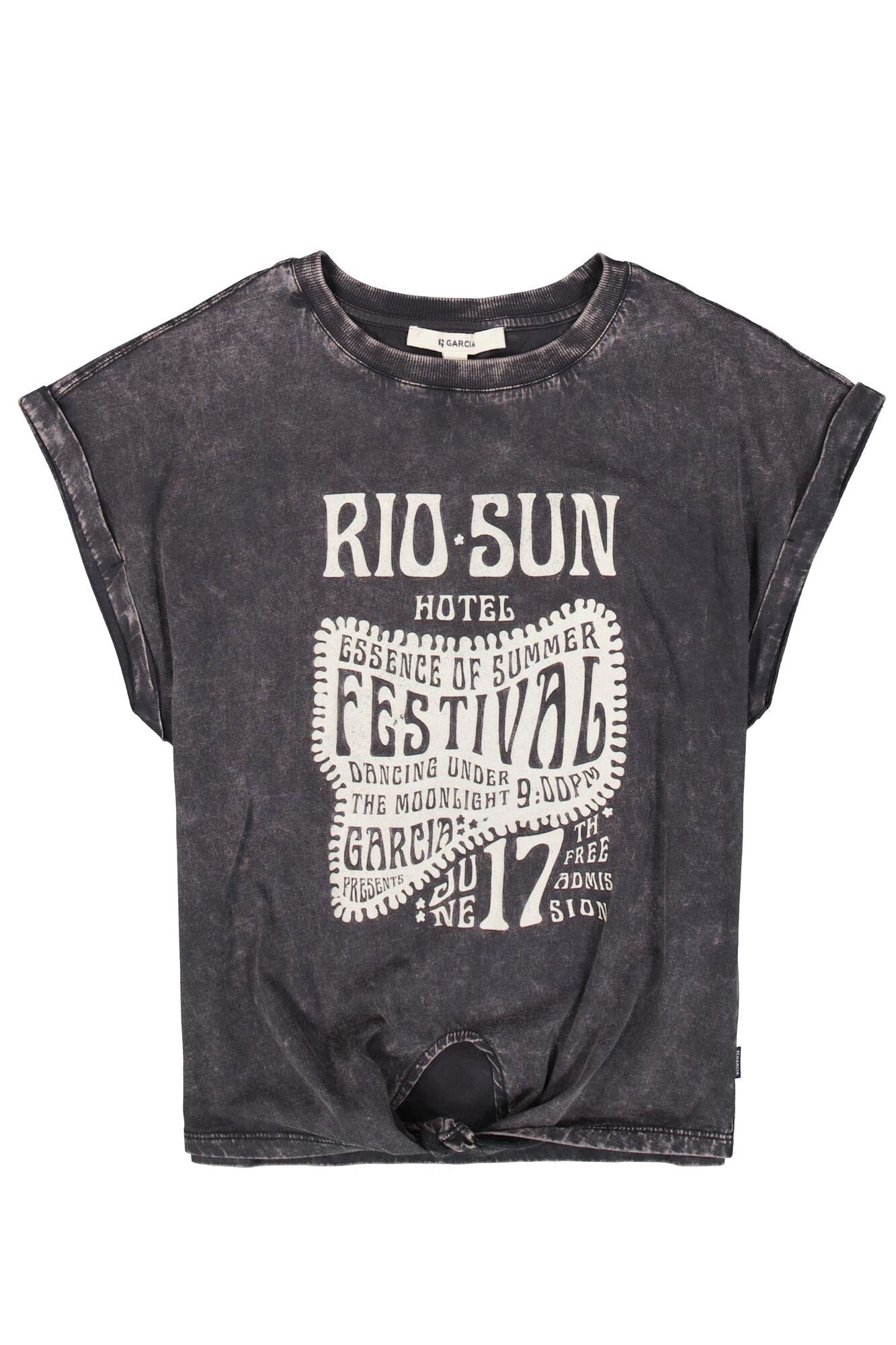 Garcia T-Shirt mit Print und Zierknoten