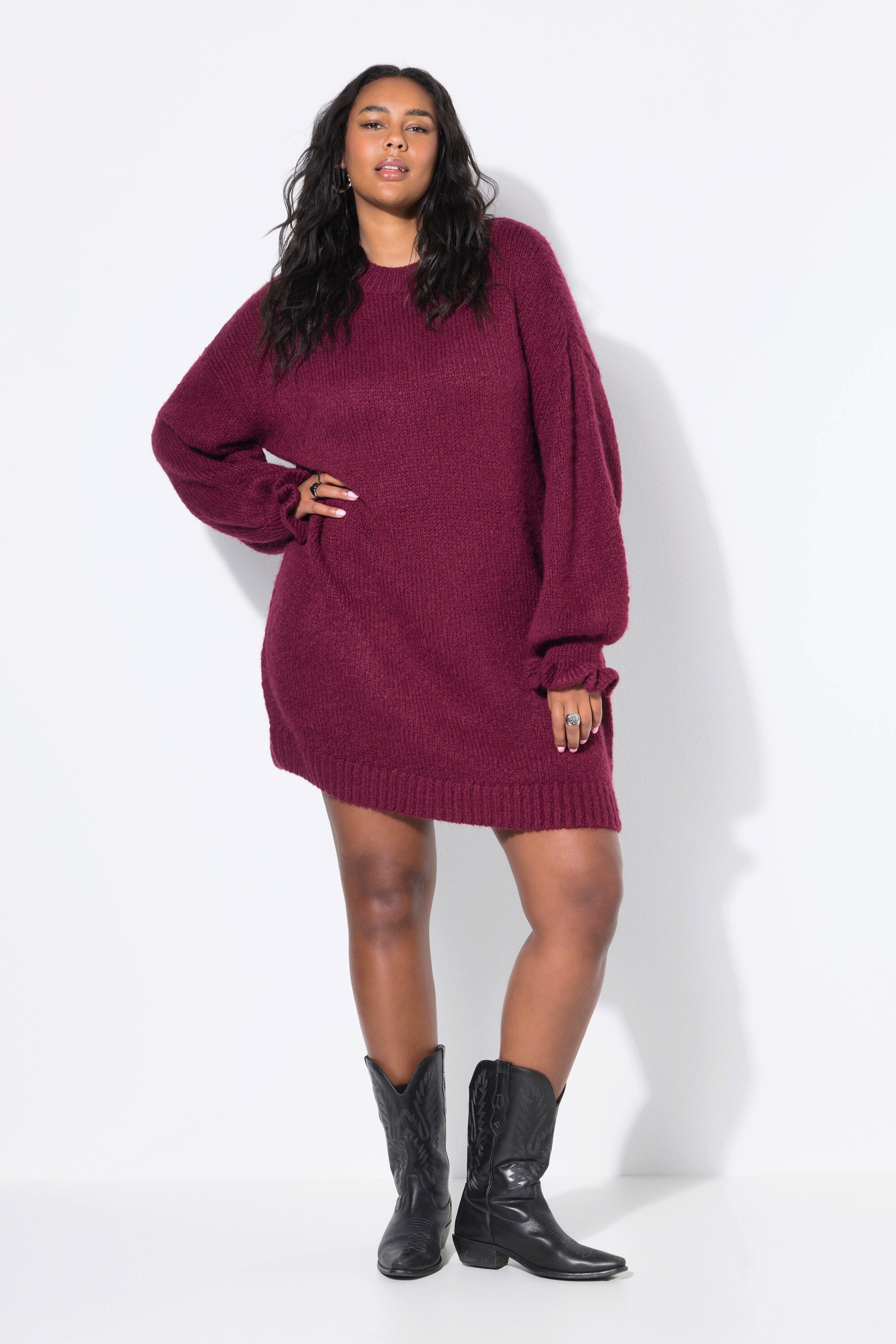 Studio Untold Jerseykleid Strickkleid oversized Rüschenärmel günstig online kaufen
