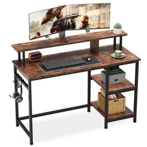 Dripex Computertisch Schreibtisch Computertisch mit Monitorständer und Abnehmbarem Regal