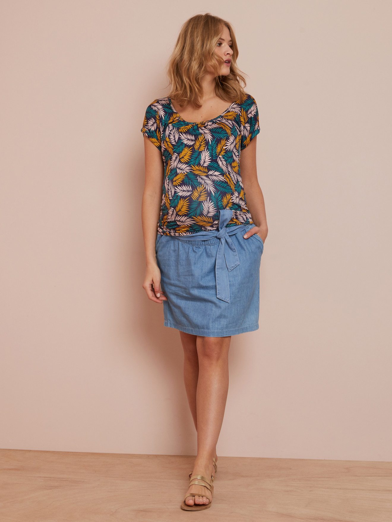 vertbaudet Umstandsrock Jeansrock für die Schwangerschaft mit Gürtel