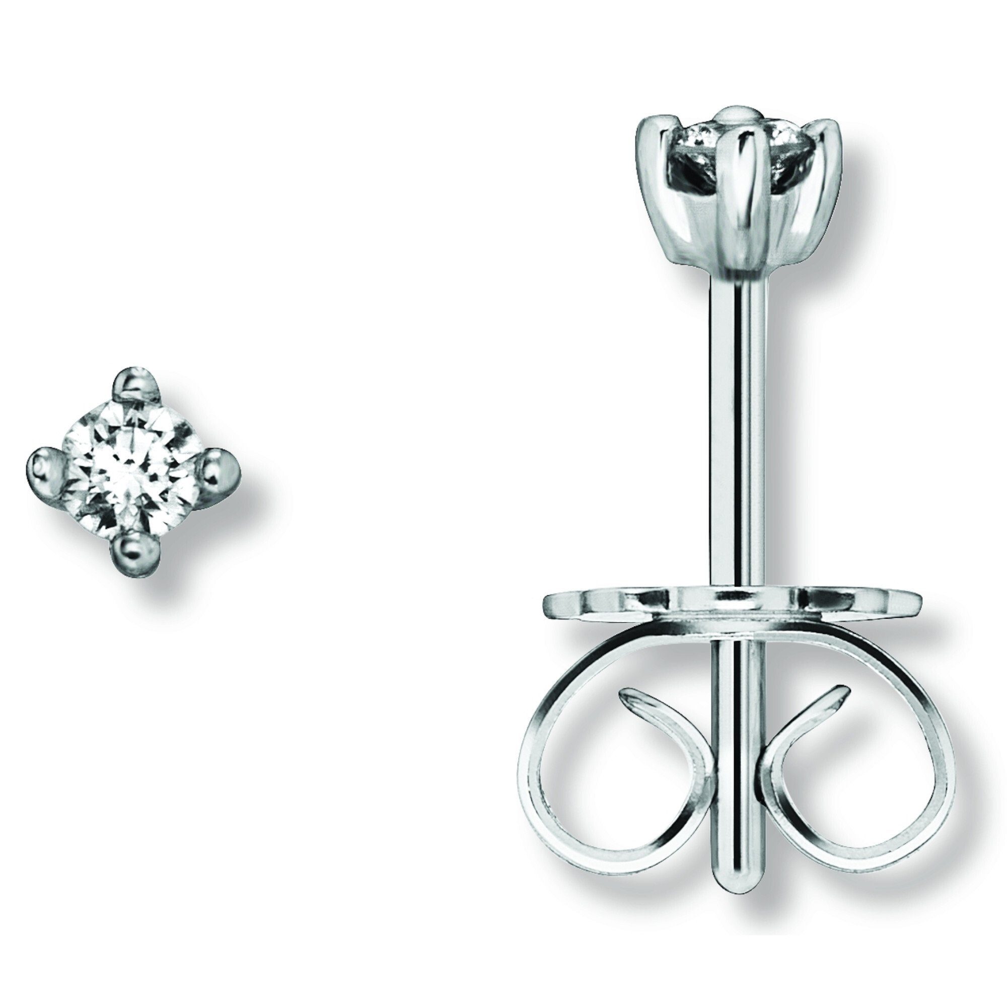 ONE ELEMENT Paar Ohrstecker 0.1 ct Diamant Brillant Ohrringe Ohrstecker aus 585 Weißgold, Stilvoll zurückhaltend – Diamantakzente mit ruhiger Eleganz