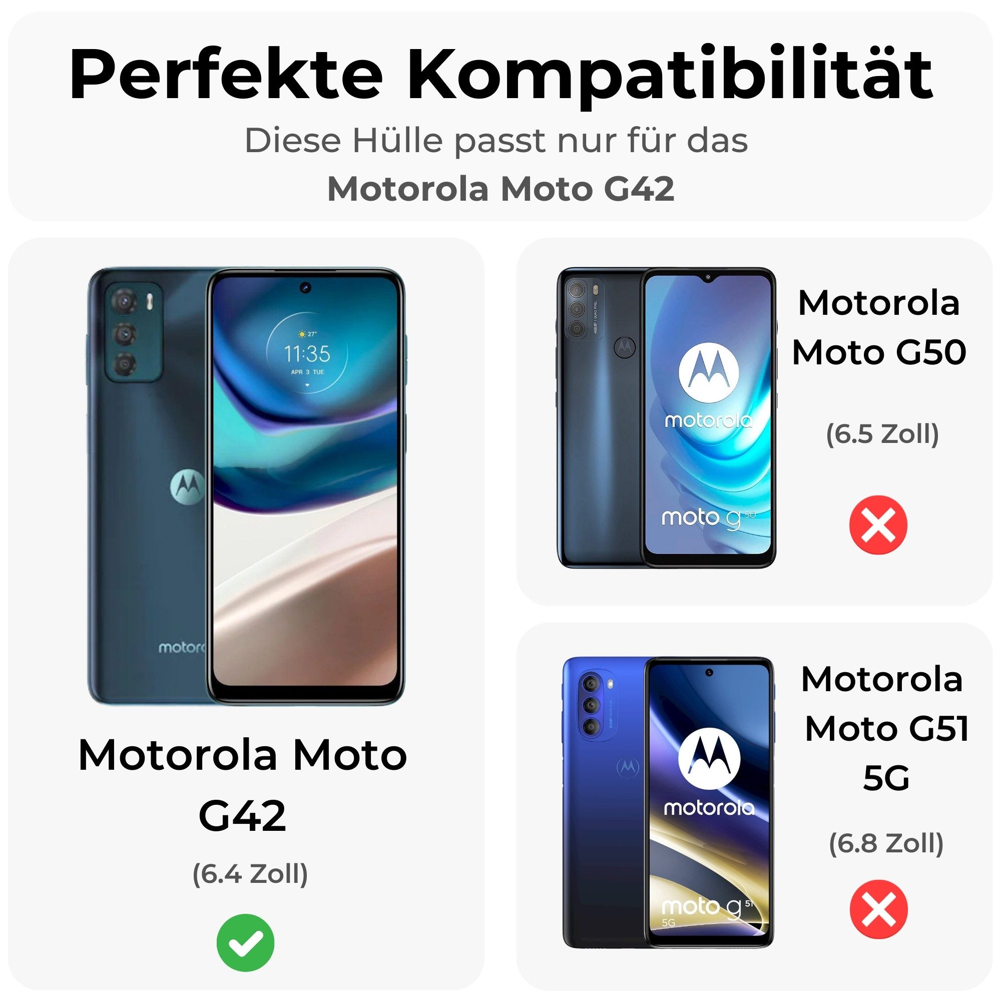 betterfon Handyhülle Carbon Hülle für Motorola Moto G42 Backcover TPU Silikon Schwarz, Carbon-Look – stoßfestes Case mit Air-Cushion & Metall-Optik
