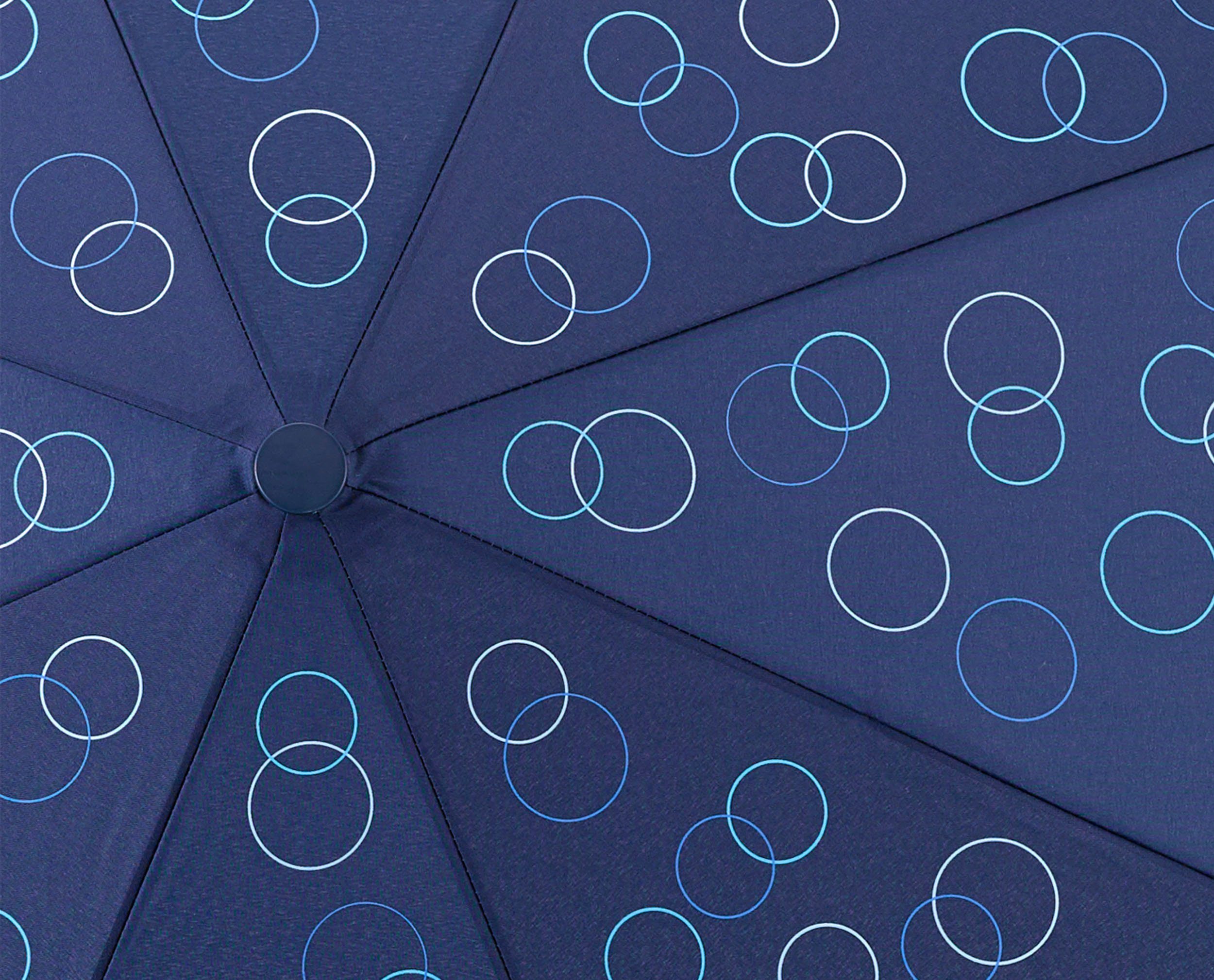 EuroSCHIRM® Taschenregenschirm blau Umwelt-Taschenschirm, Kreise marine