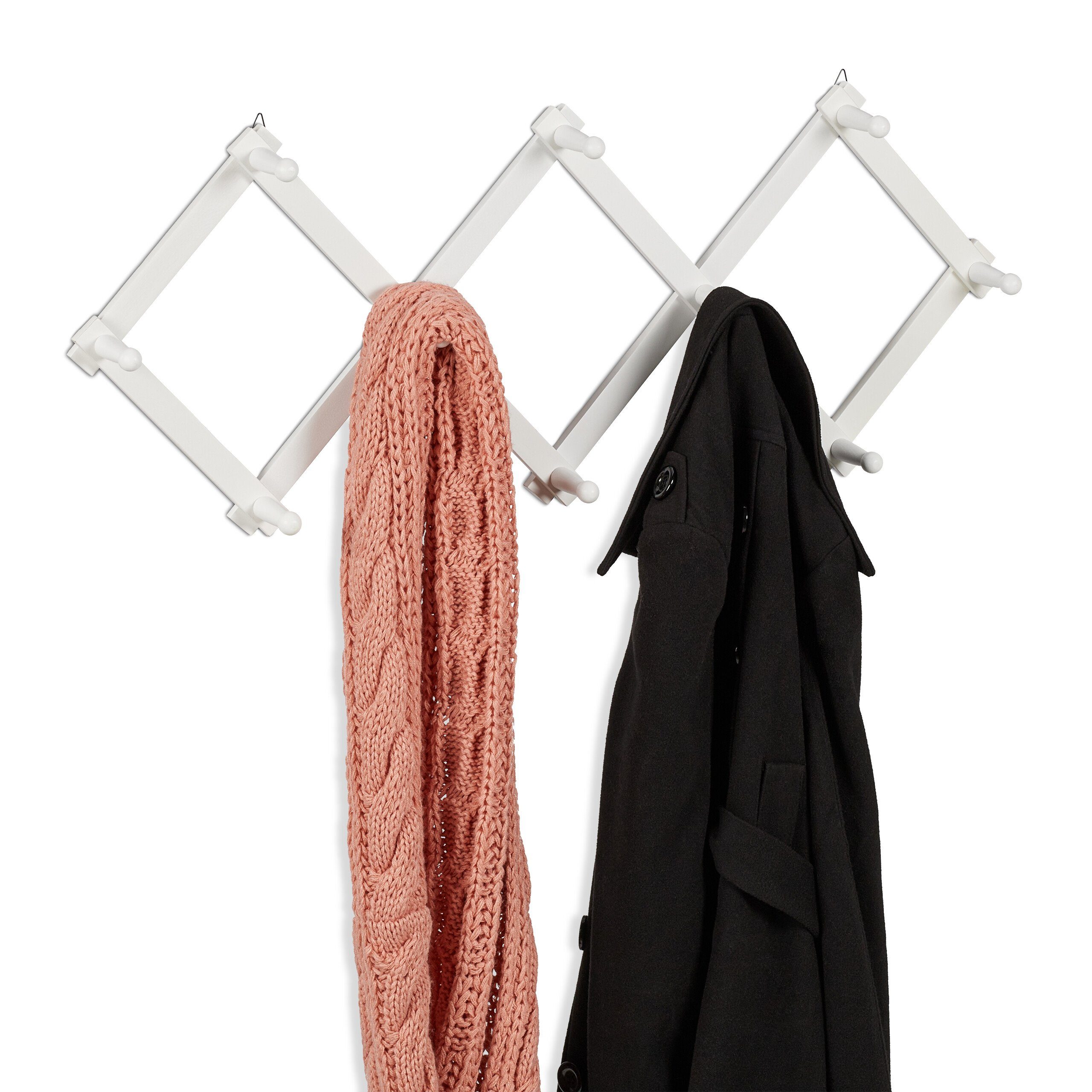 relaxdays Wandgarderobe Ausziehbare Wandgarderobe aus Holz günstig online kaufen