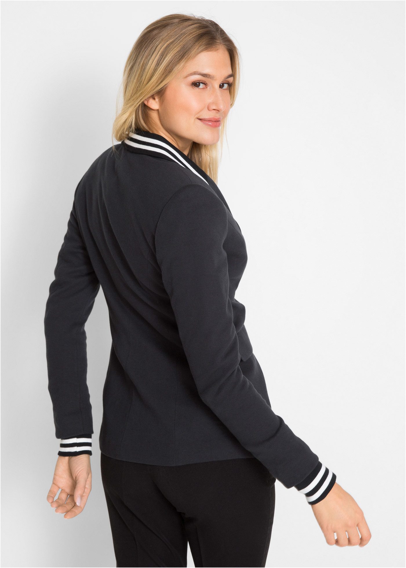 bonprix Jerseyblazer Baumwoll-Blazer mit gestreiften Details günstig online kaufen