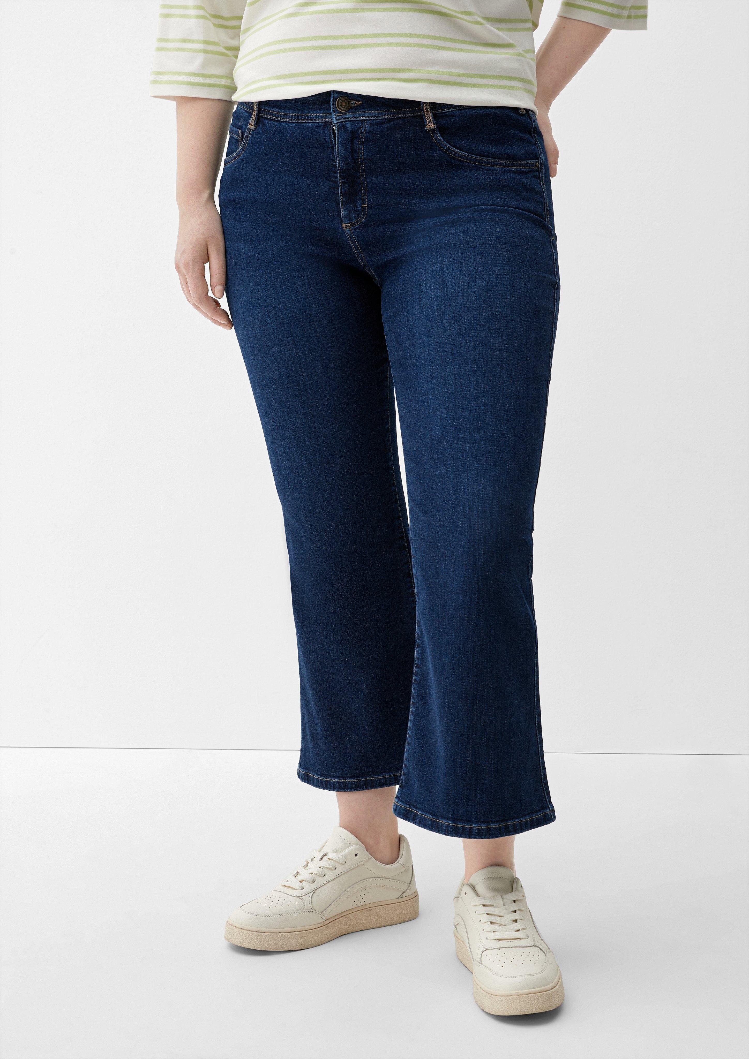 Waschung Flared Ankle-Jeans TRIANGLE Stoffhose leg mit Skinny: