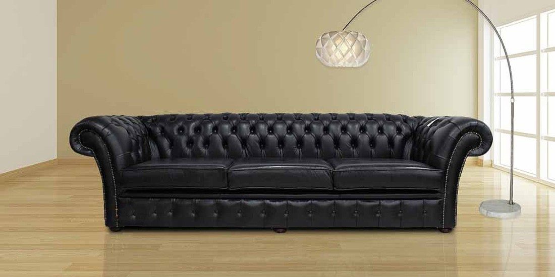 JVmoebel Chesterfield-Sofa Elegantes Polstersofa in schwarzem Leder und Textil, Packung, Made in Europa