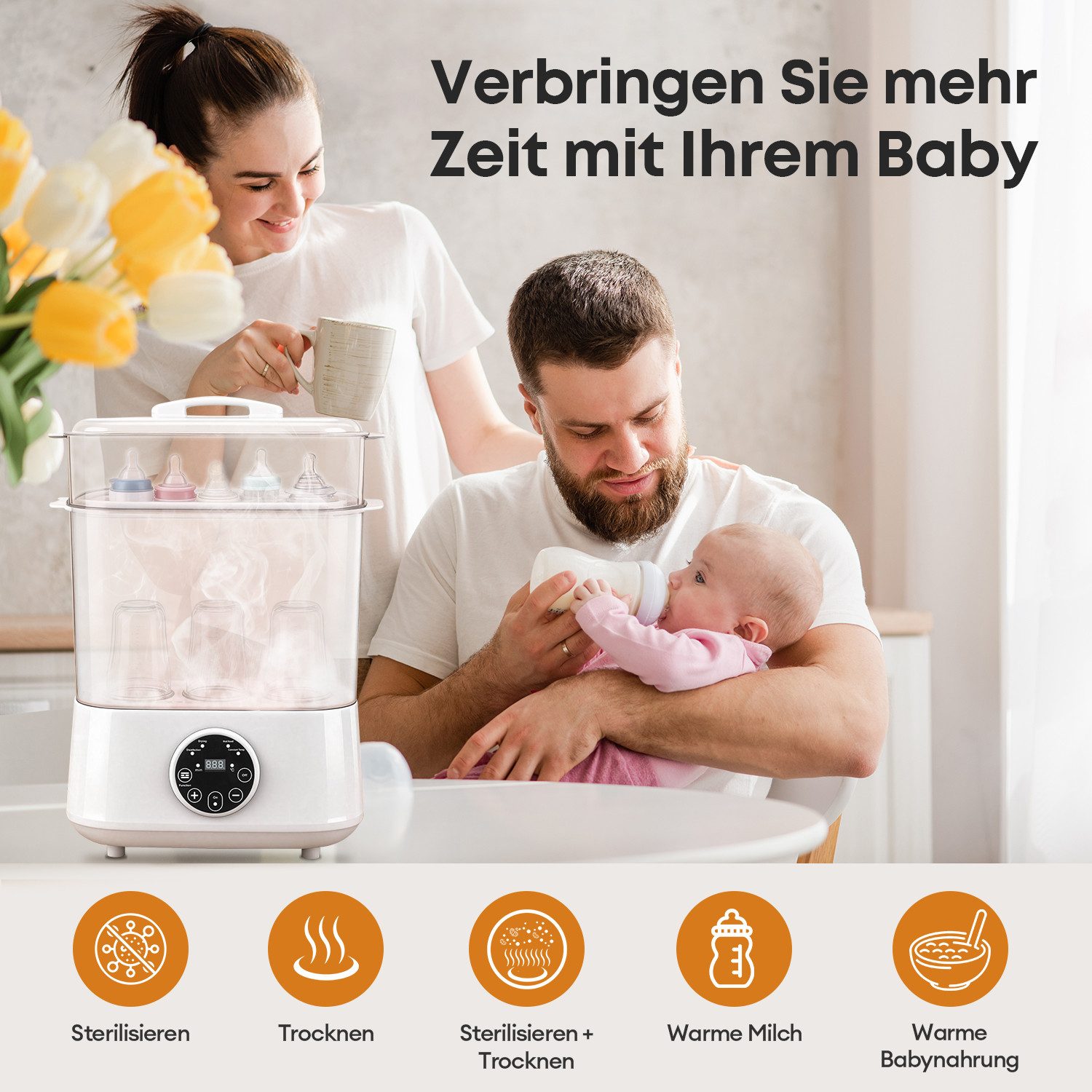 CkeyiN Pro Babyflaschenwärmer Konstante Temperatur,Große Kapazität,Für 6 Flaschen und Schnuller, Für Babyflaschen, Milchpumpenteile, Beißspielzeug