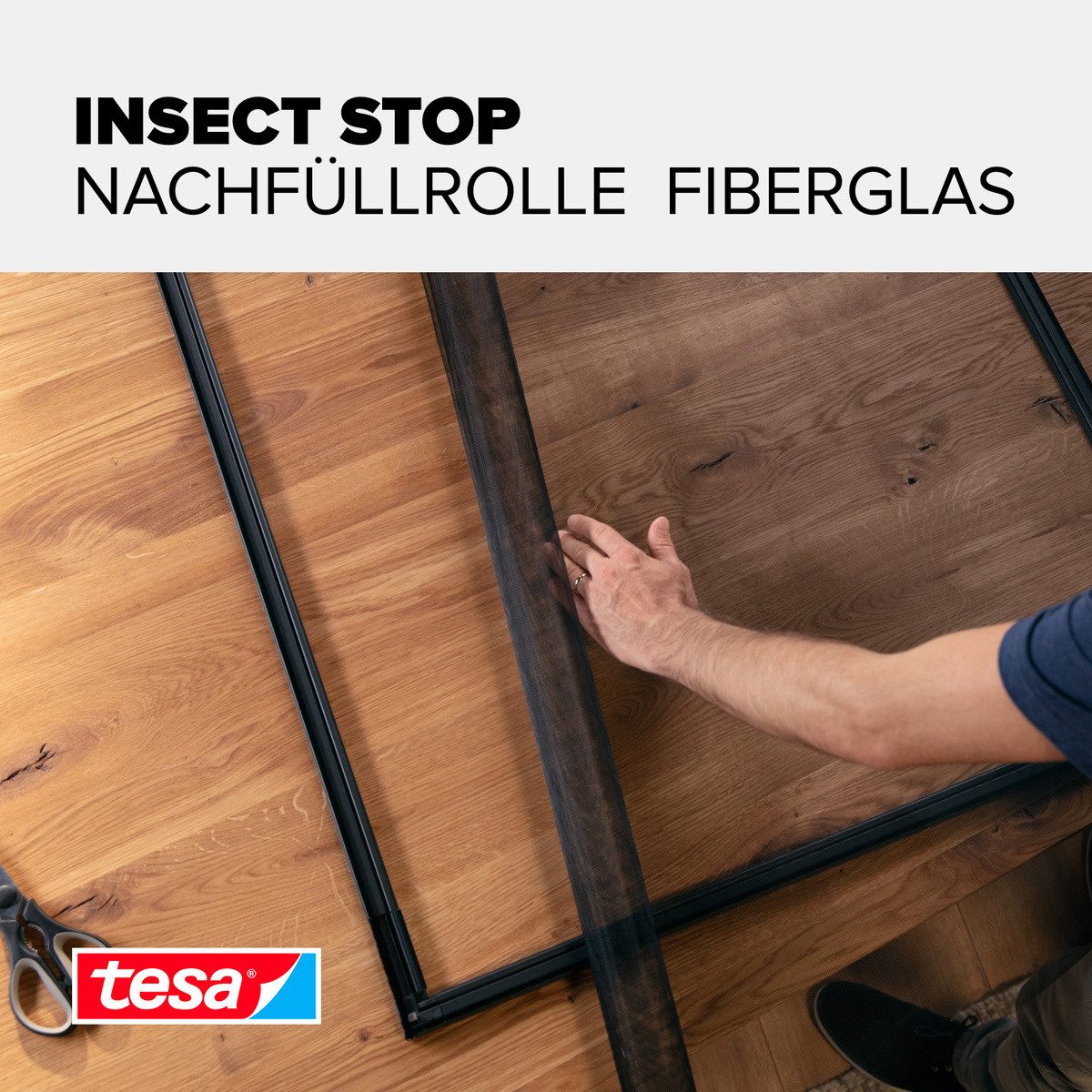 tesa Fliegengitter-Gewebe Nachfüllrolle Fiberglas - Fliegengitter Ersatzrolle, (Packung, 1-St., Nachfüllrolle), INSECT STOP Ersatz-Rolle 120x250cm