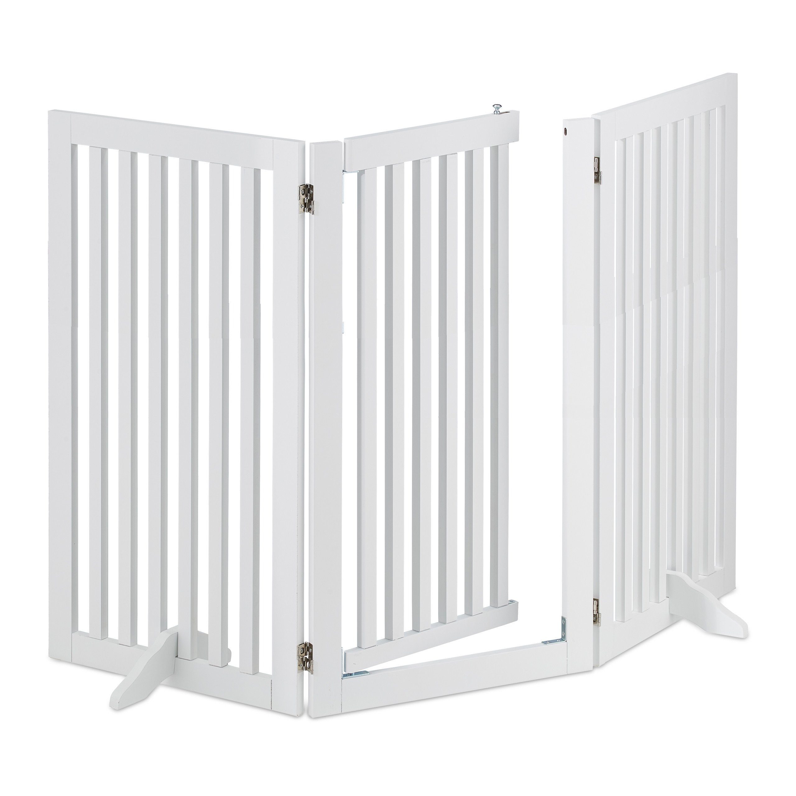 relaxdays Universalschutzgitter Weißes Absperrgitter mit Tür 92 cm hoch (3 St)