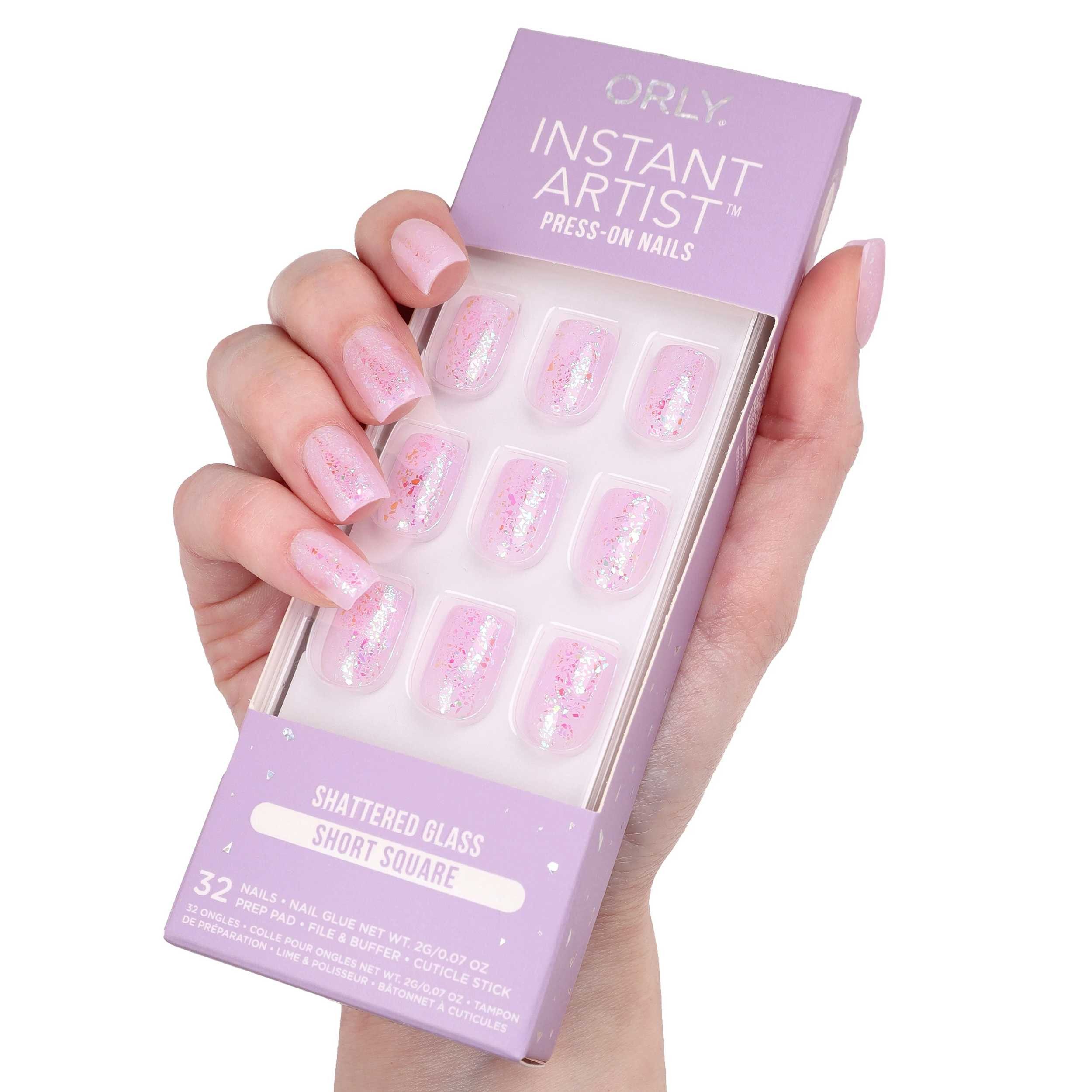 ORLY Kunstfingernägel INSTANT ARTIST, KURZ ECKIG PRESS-ON, SHATTERED GLASS