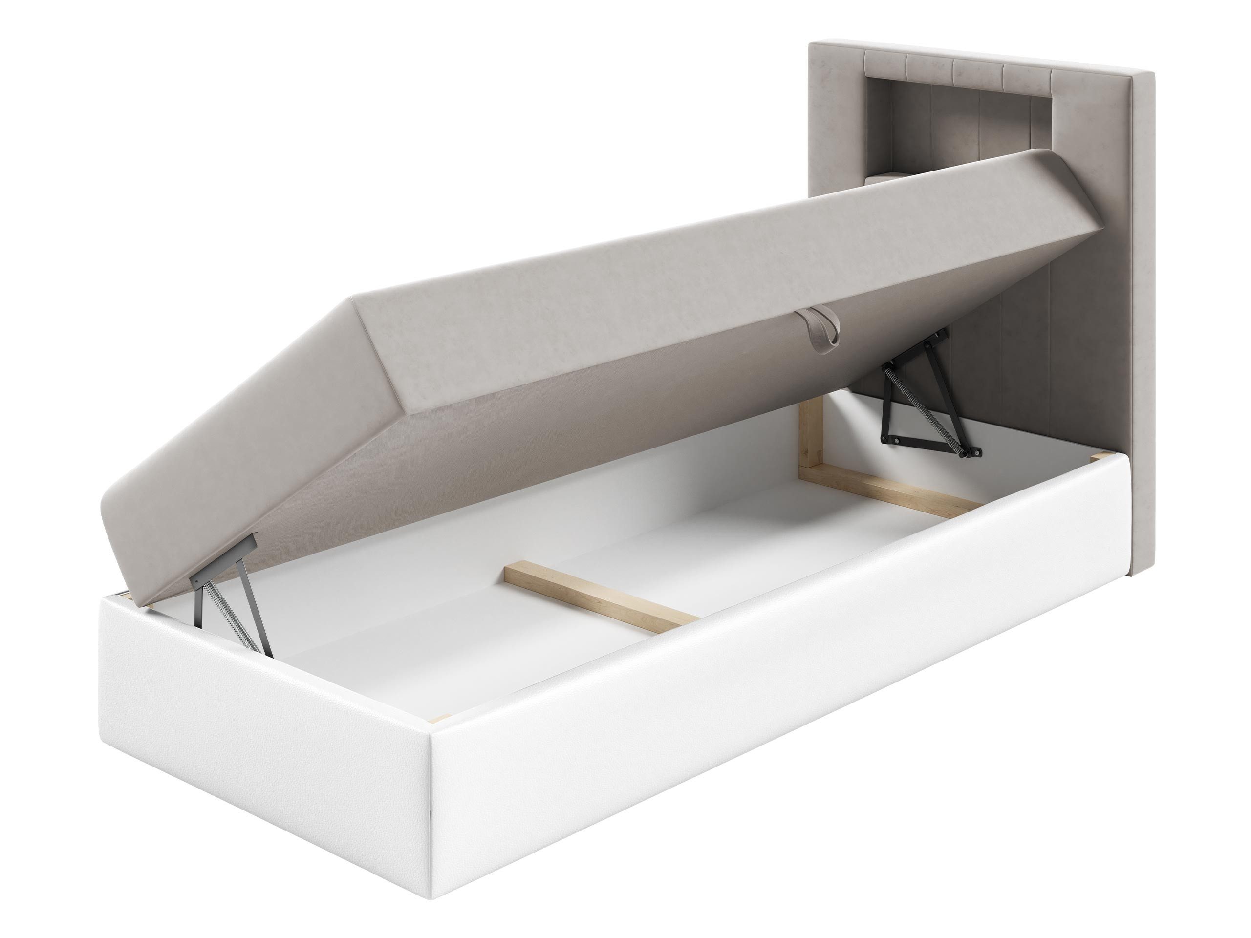 MIRJAN24 Boxspringbett Gold Junior 1 (mit Bettkasten, Polsterkopfteil und Beleuchtung), mit Bonellfederkern, Härtegrad - H3