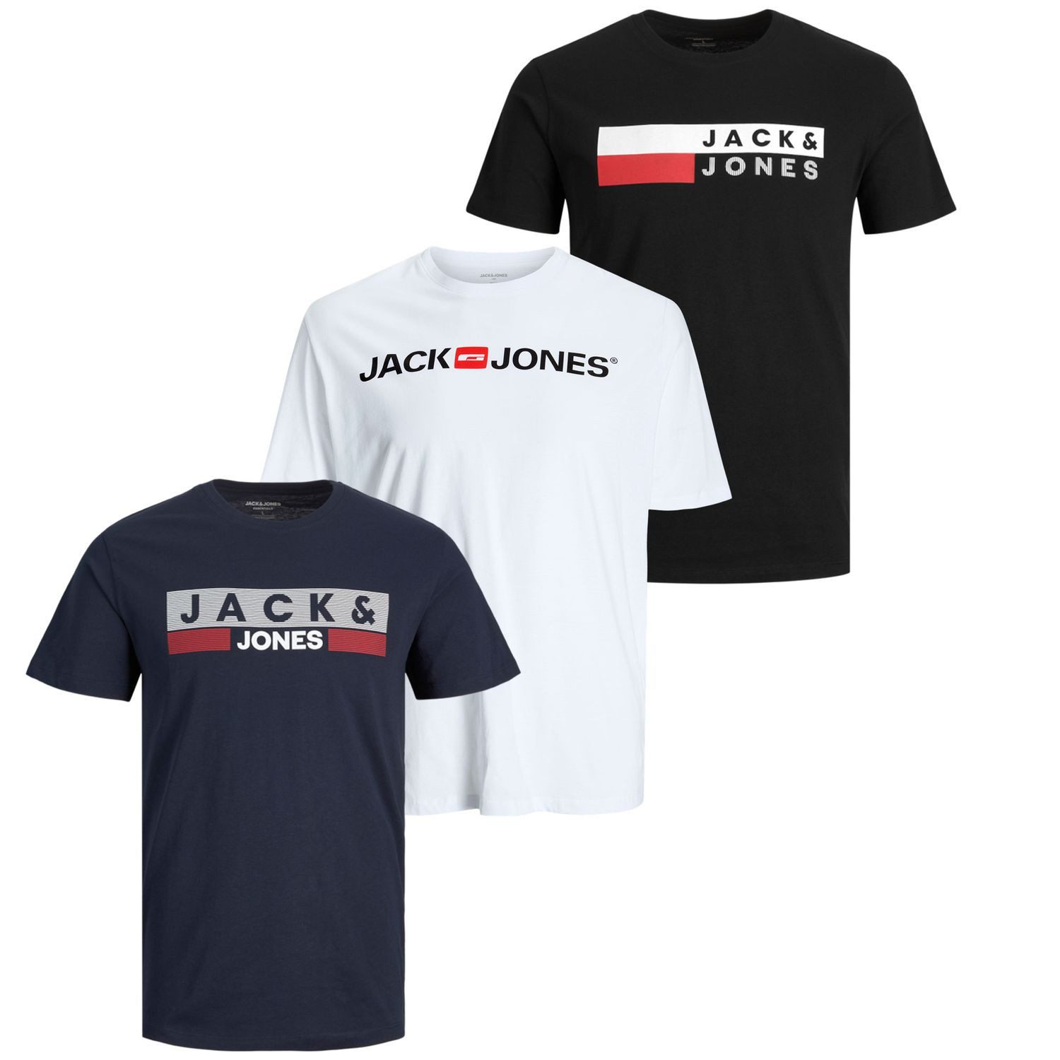 Jack & Jones T-Shirt (3-tlg) tolle Designs im 3er Pack günstig online kaufen