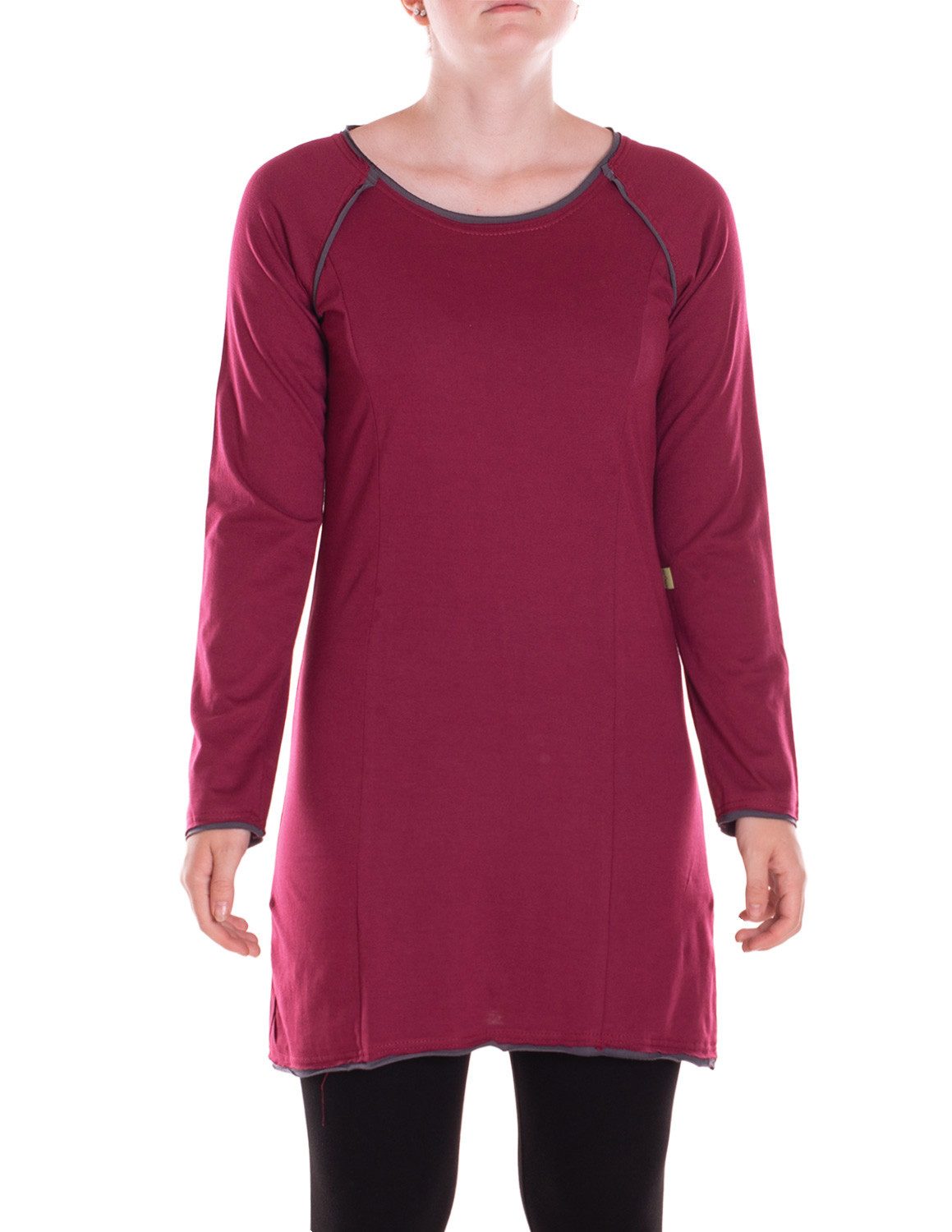 Vishes A-Linien-Kleid Damen Kleid Baumwolle Casual Rundhalsausschnitt langarm einfarbig Alternative Bekleidung, Ethno, Hippie, Retro Style