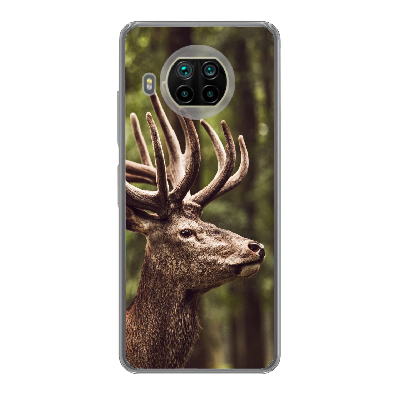 MuchoWow Handyhülle für Xiaomi Mi 10T Lite 5G Hirsch - Natur - Geweih - Wald - Tiere, Phone Case, Silikon, Schutzhülle Dünn