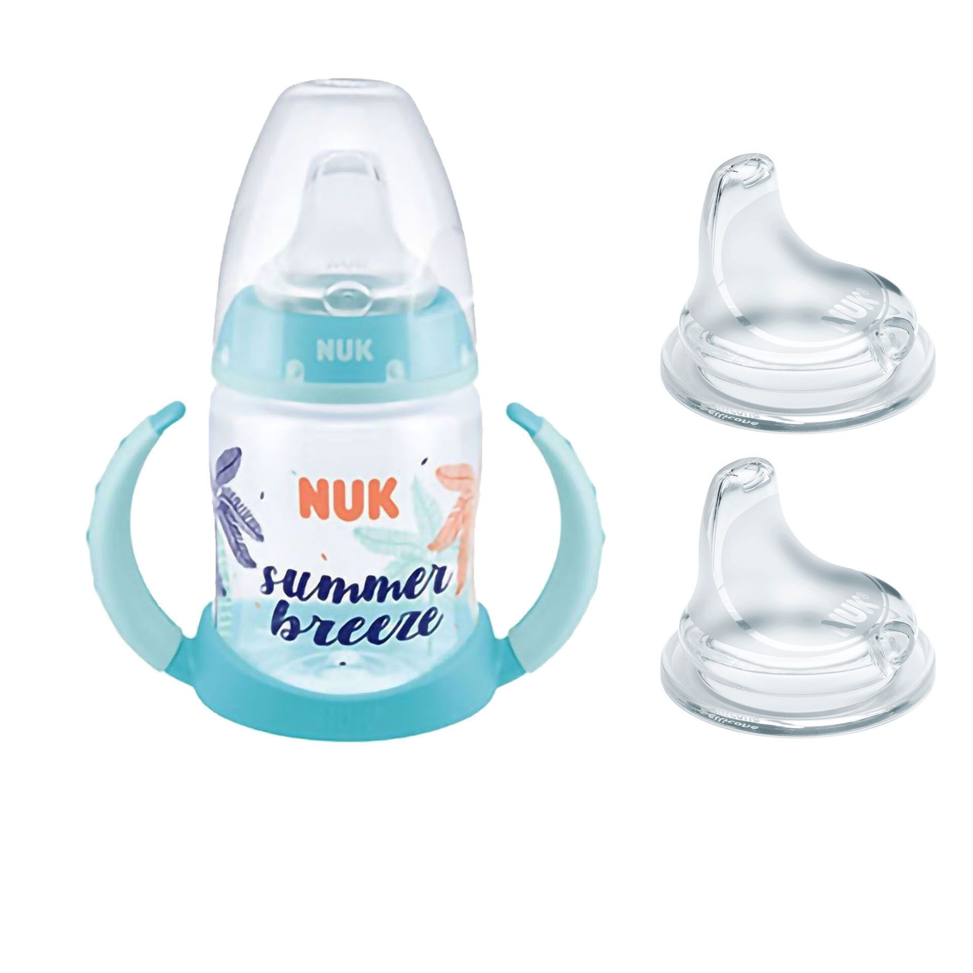 Babyflasche NUK Trinklernflasche/Becher mit 2er Trinktülle aus Silikon set