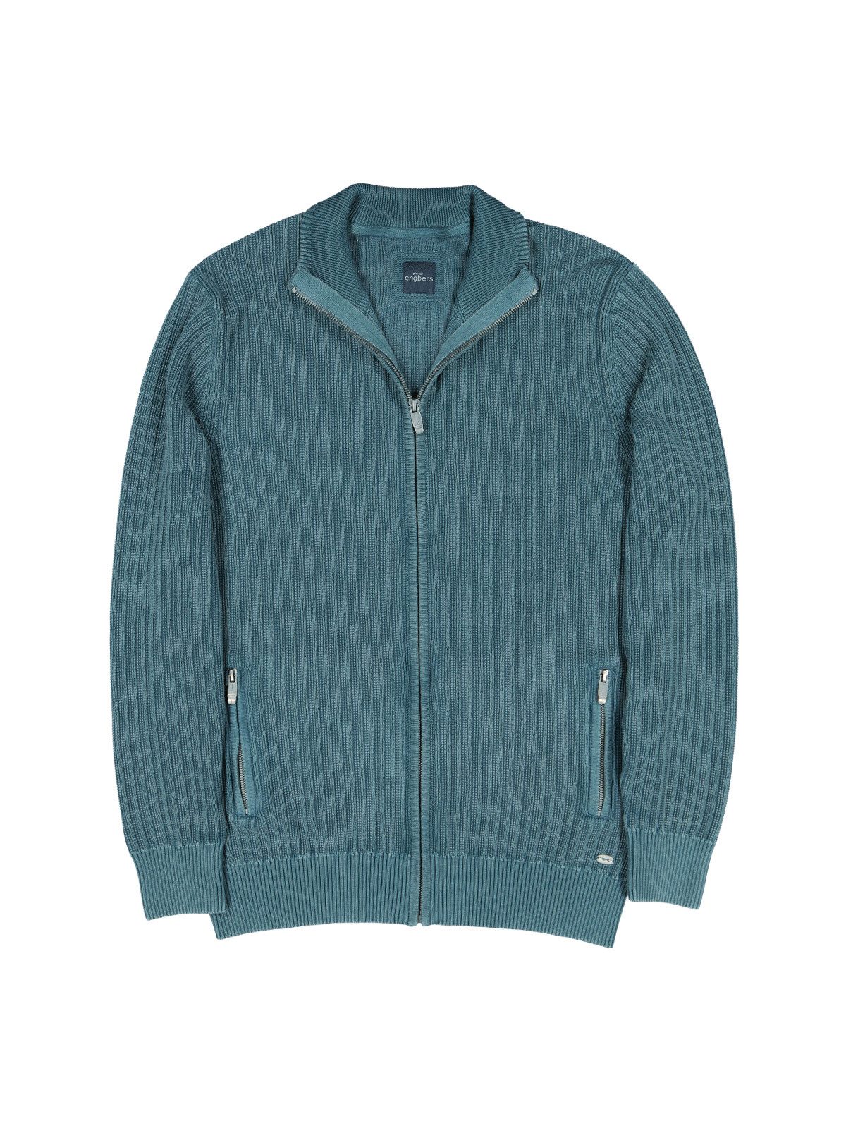 Engbers Cardigan Herren Strick-Cardigan in Jacquard-Struktur, Petrolblau – Bild 5 von 5