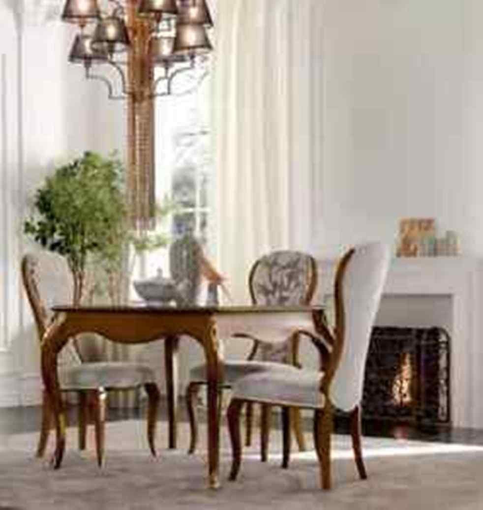 Made Luxus Tisch Stühle), Esstisch Stühle Klassische + Italy 4x 4x Esszimmer-Set (5-St., in 5tlg, Set Sets Esszimmer Braun JVmoebel