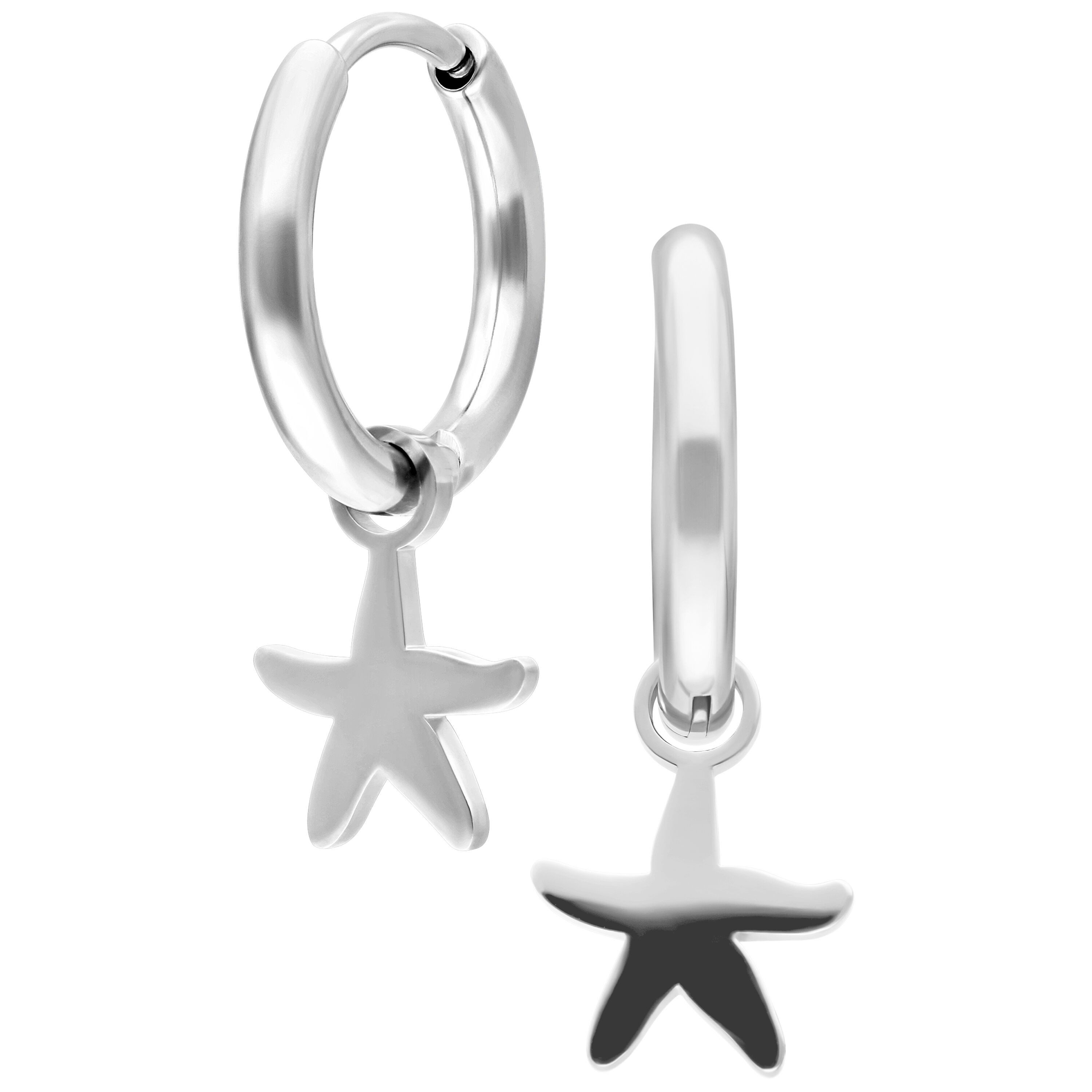Paar Ohrhänger Mini Starfish Hoops Pair - Silber