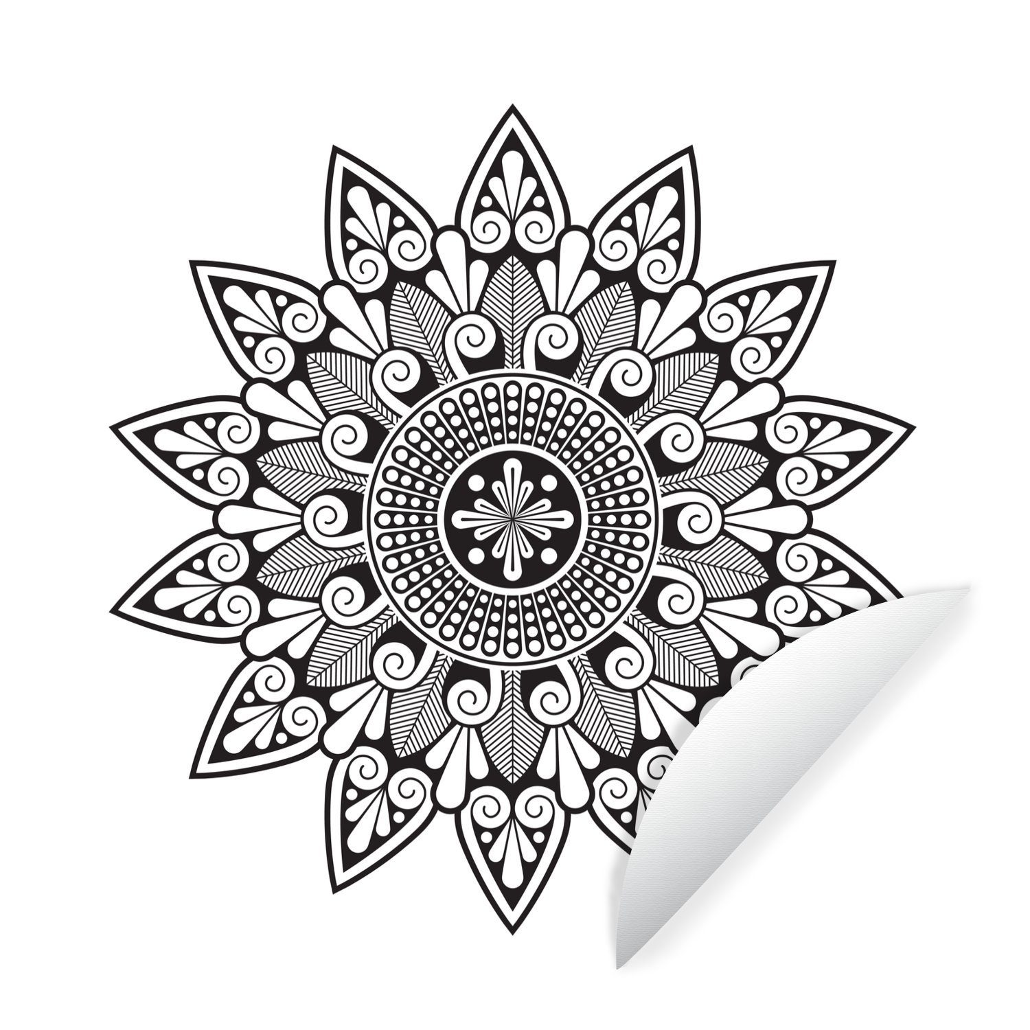 MuchoWow Wandsticker Mandala Blumenform (1 St), Wandtattoo Selbstklebend, Wohnzimmer Deko Aufkleber, 30x30 cm