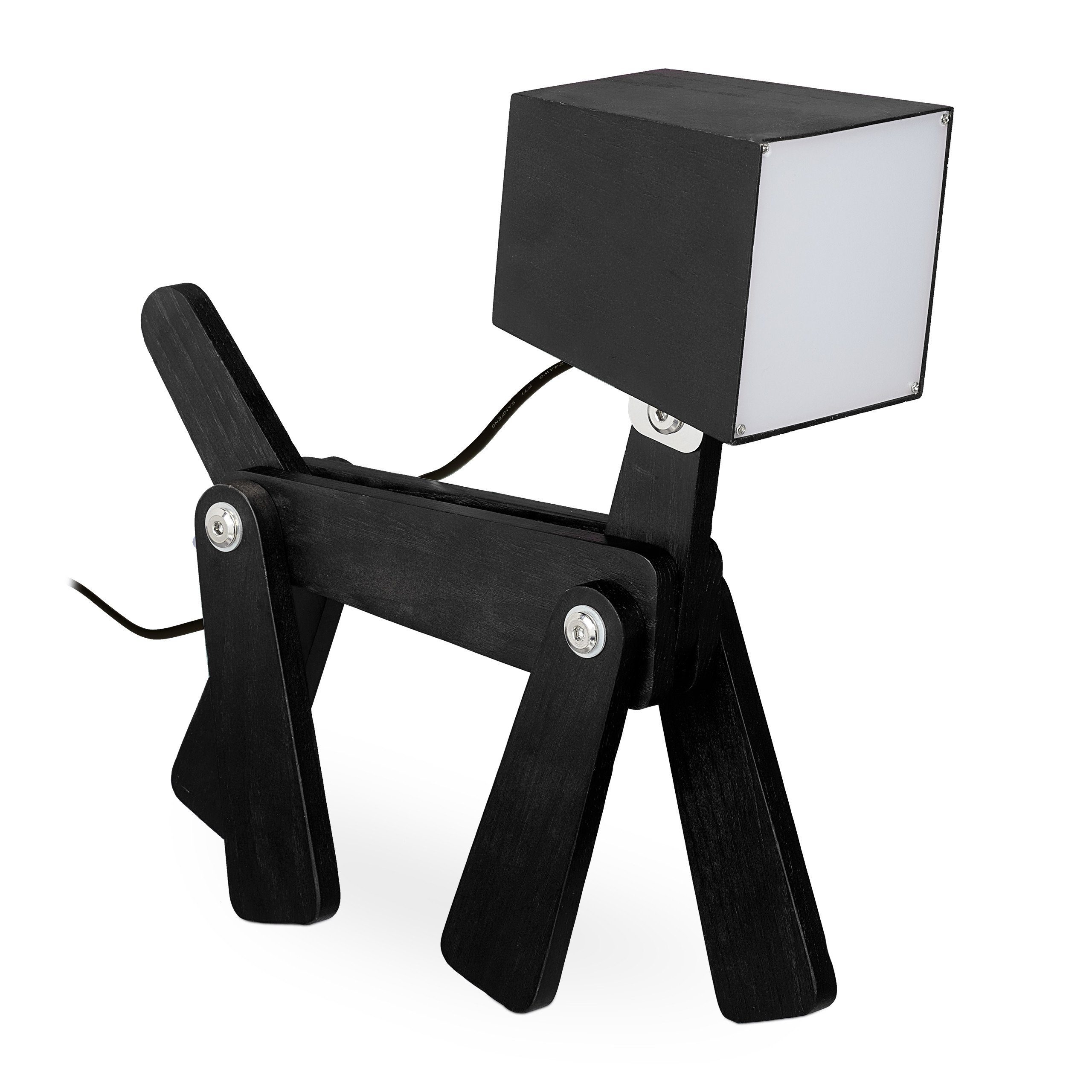 relaxdays LED Tischleuchte Tischlampe Hund schwarz